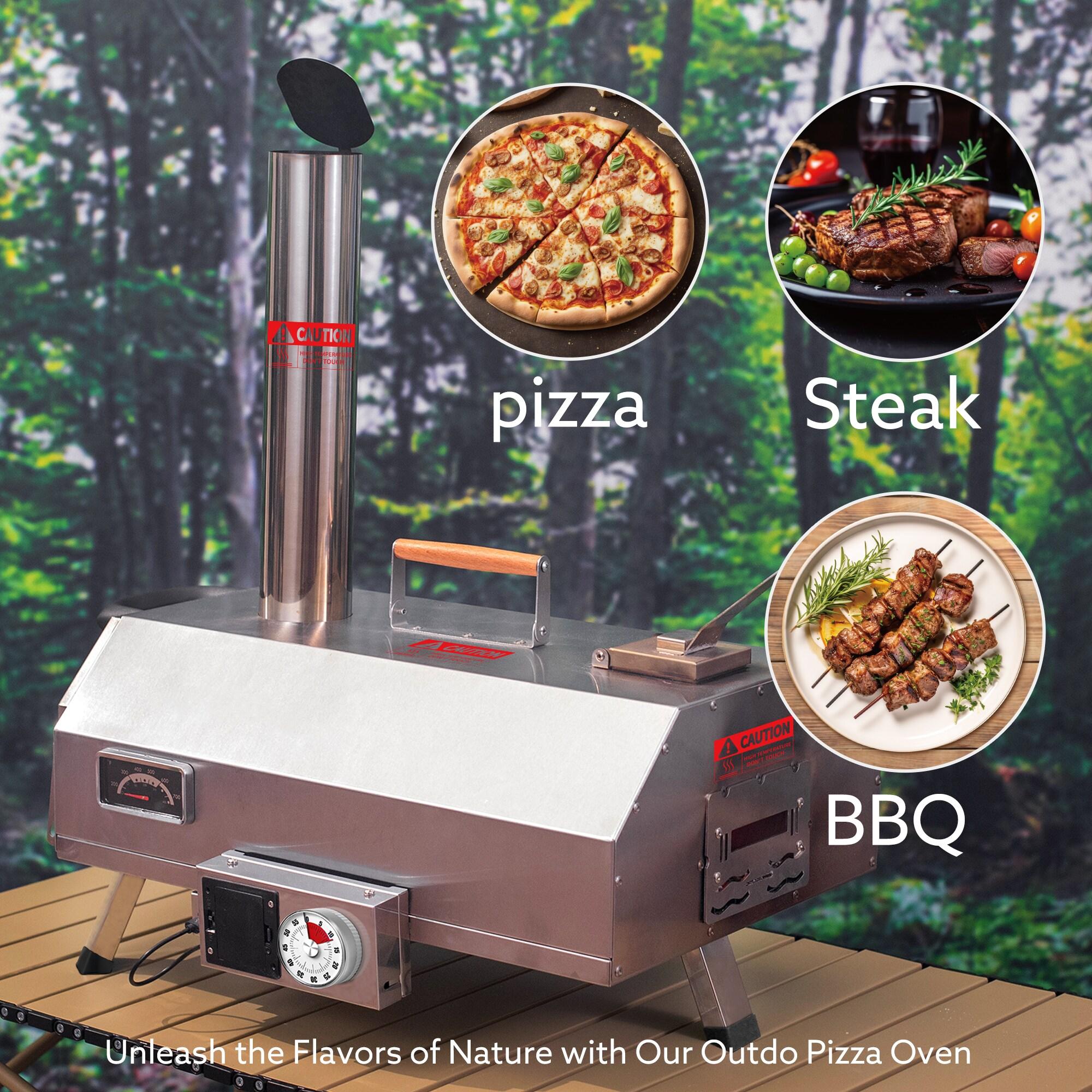 Mocoloo Automatic Outdoor Pizza Oven Portable Wood Fired Pizza Maker with Timer and Built-in Thermometer