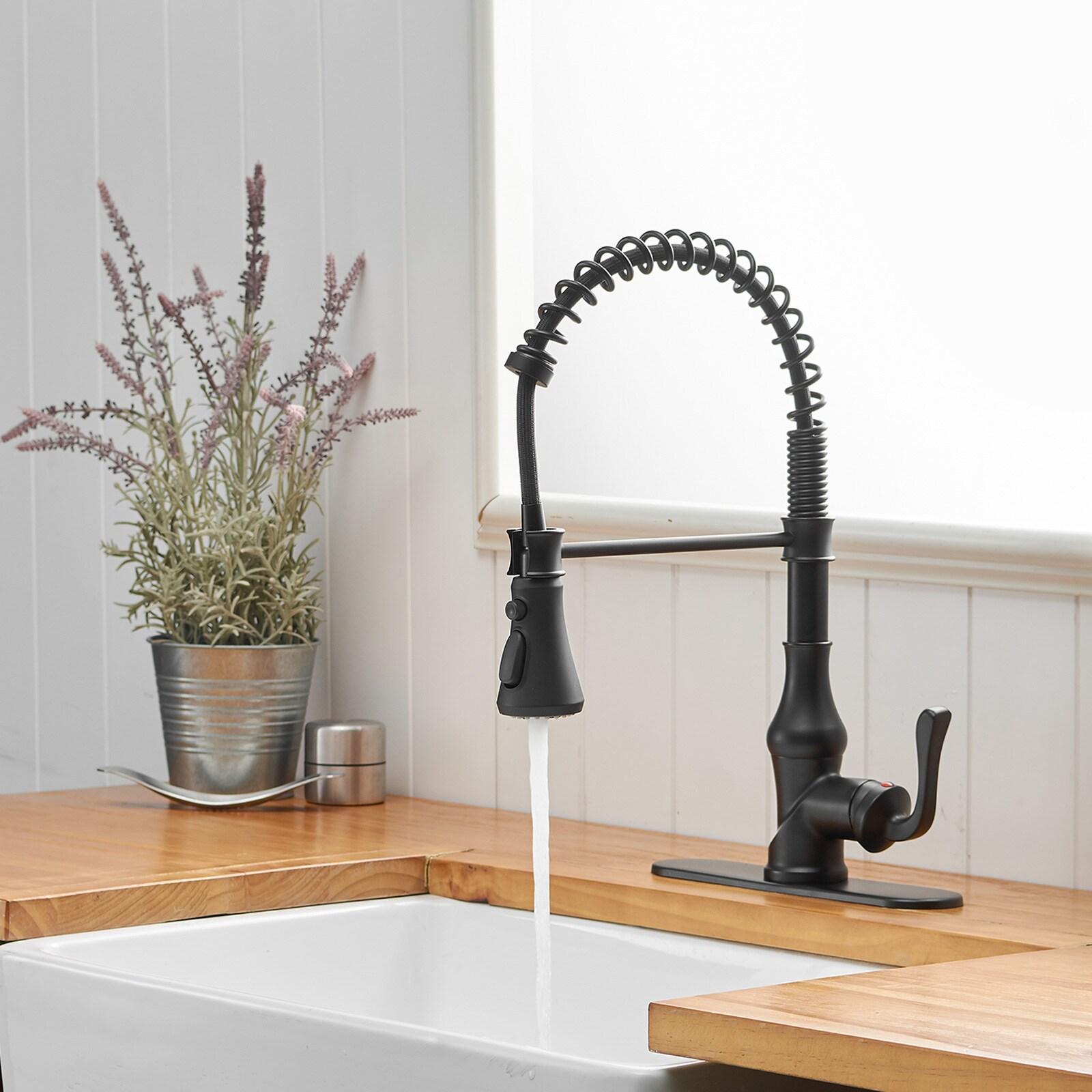 Single-Handle Pull-Down Sprayer 3 Spray High Arc Kitchen Faucet With Deck Plate