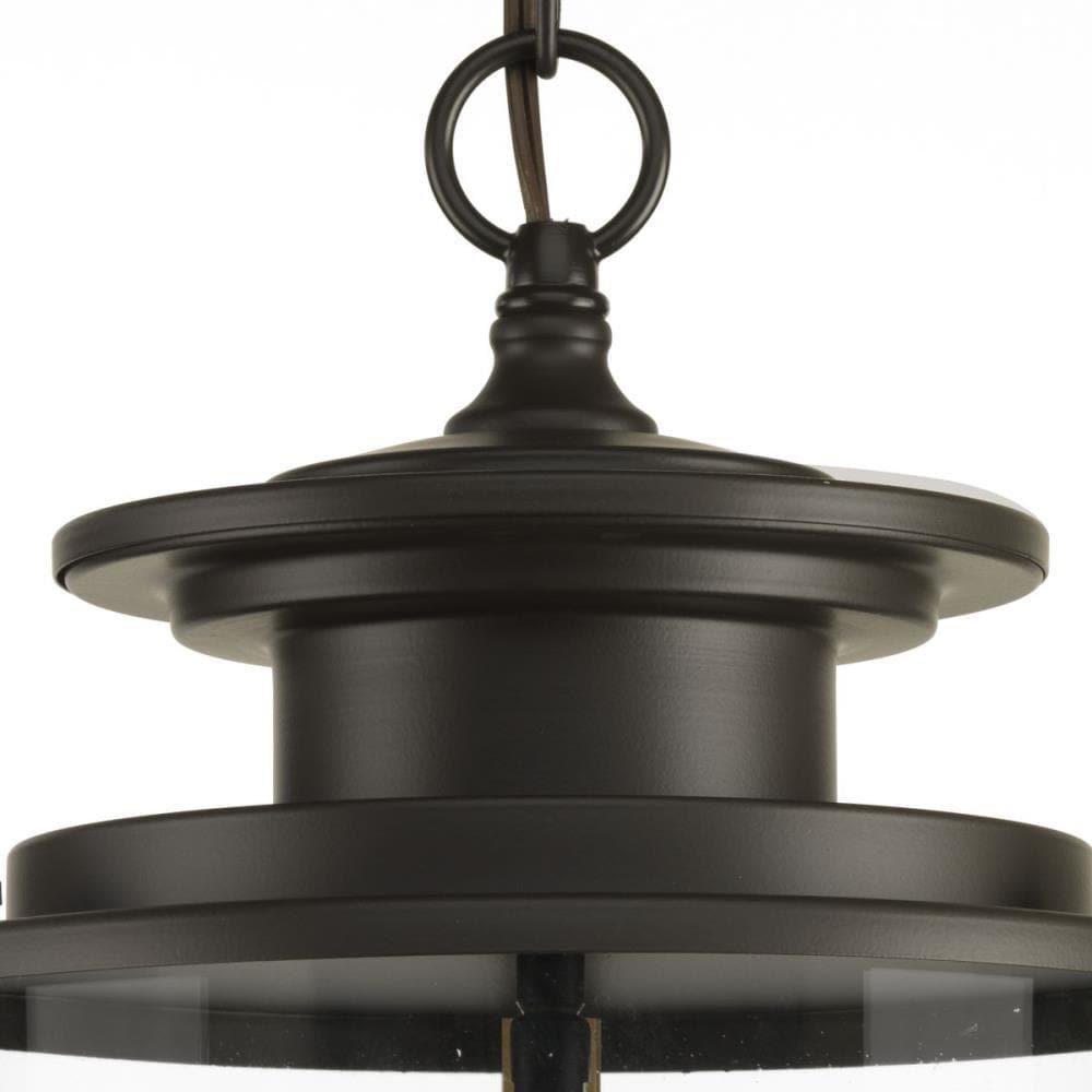 Progress Lighting Squire 3-Light Hanging Lantern, Antique Bronze, Clear Glass Shade