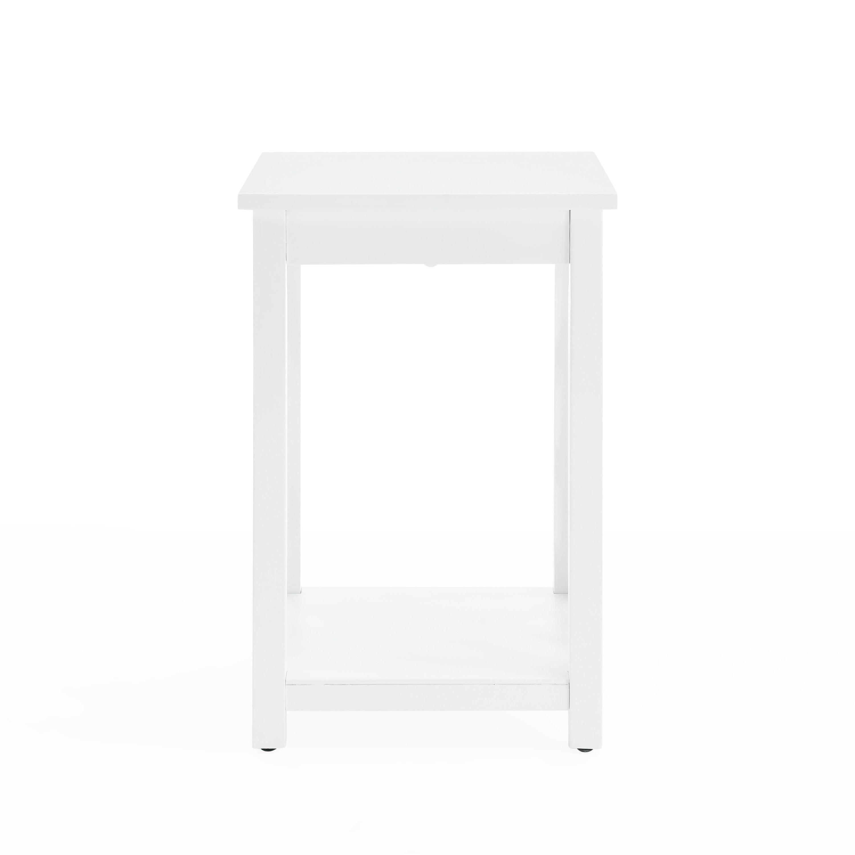 Alaterre Furniture 36" Middlebury Coffee Table with Drawer and 2 End Tables with Tray Shelf White: Mid-Century Modern, Wood Frame