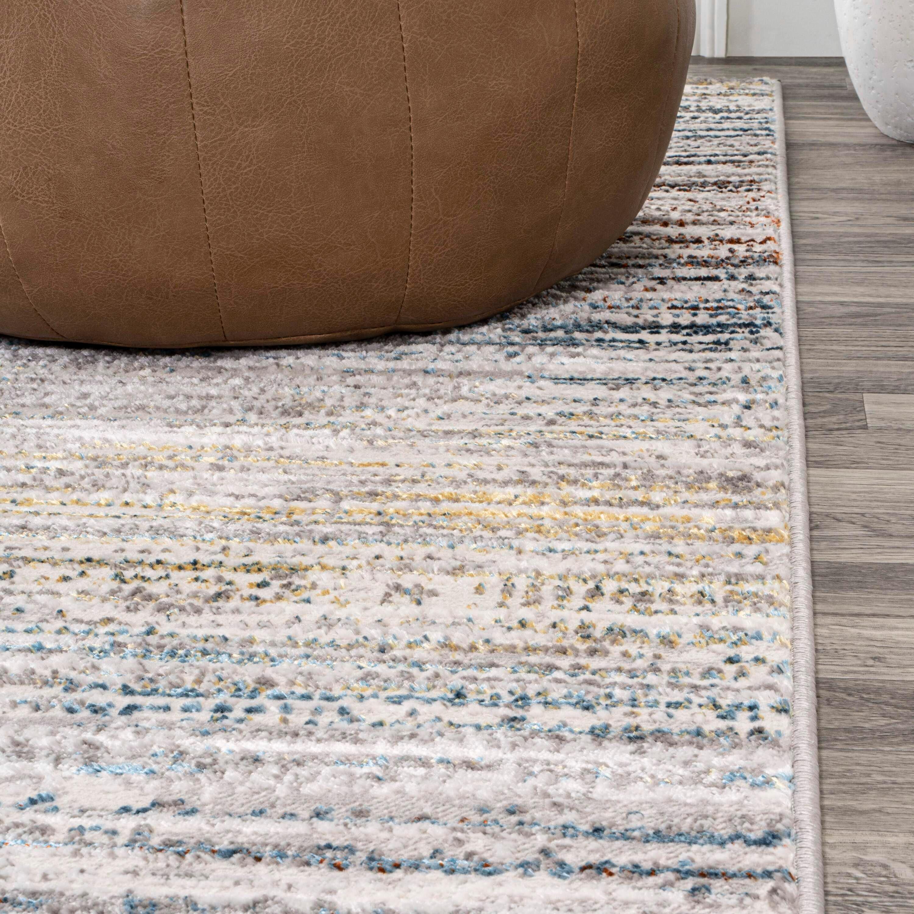 JONATHAN Y Loom Modern Strie'  Gray/Blue/Orange 3 ft. x 5 ft. Area Rug