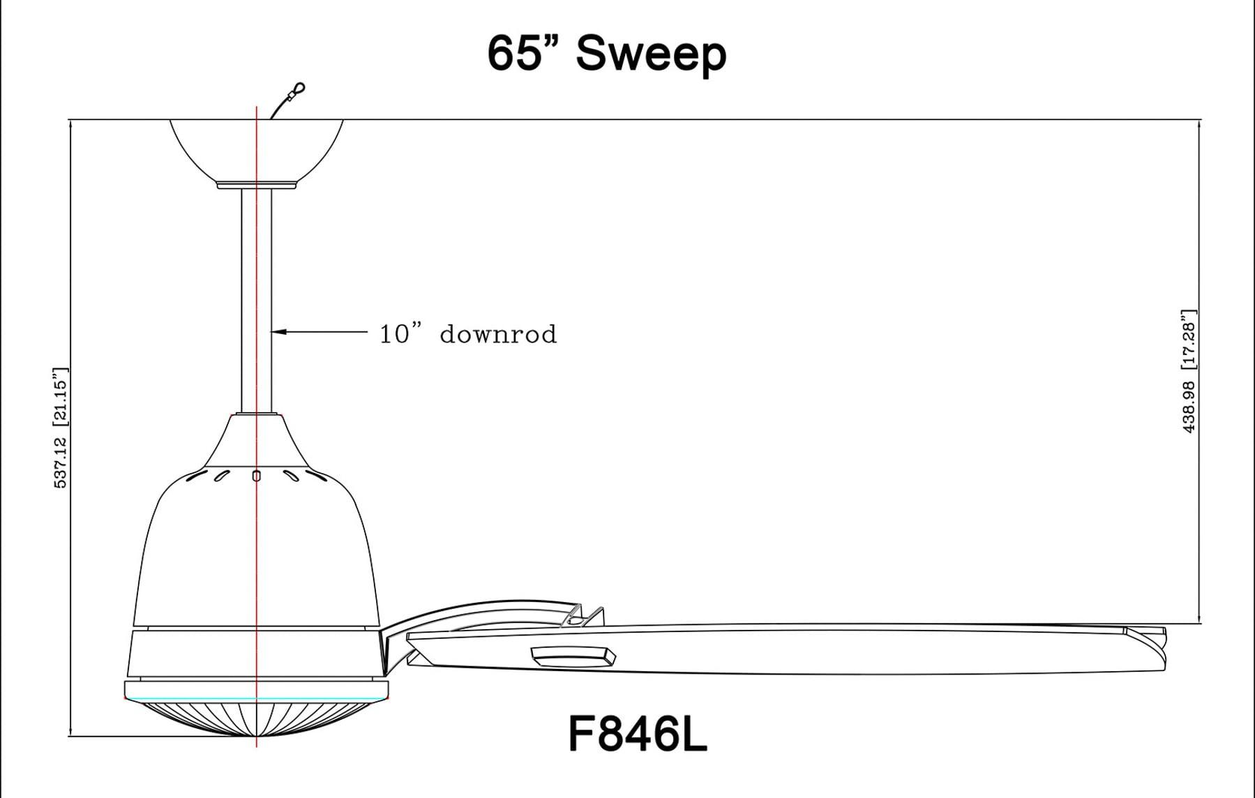 65" 10 - Blade LED Standard Ceiling Fan with Remote Control and Light Kit Included