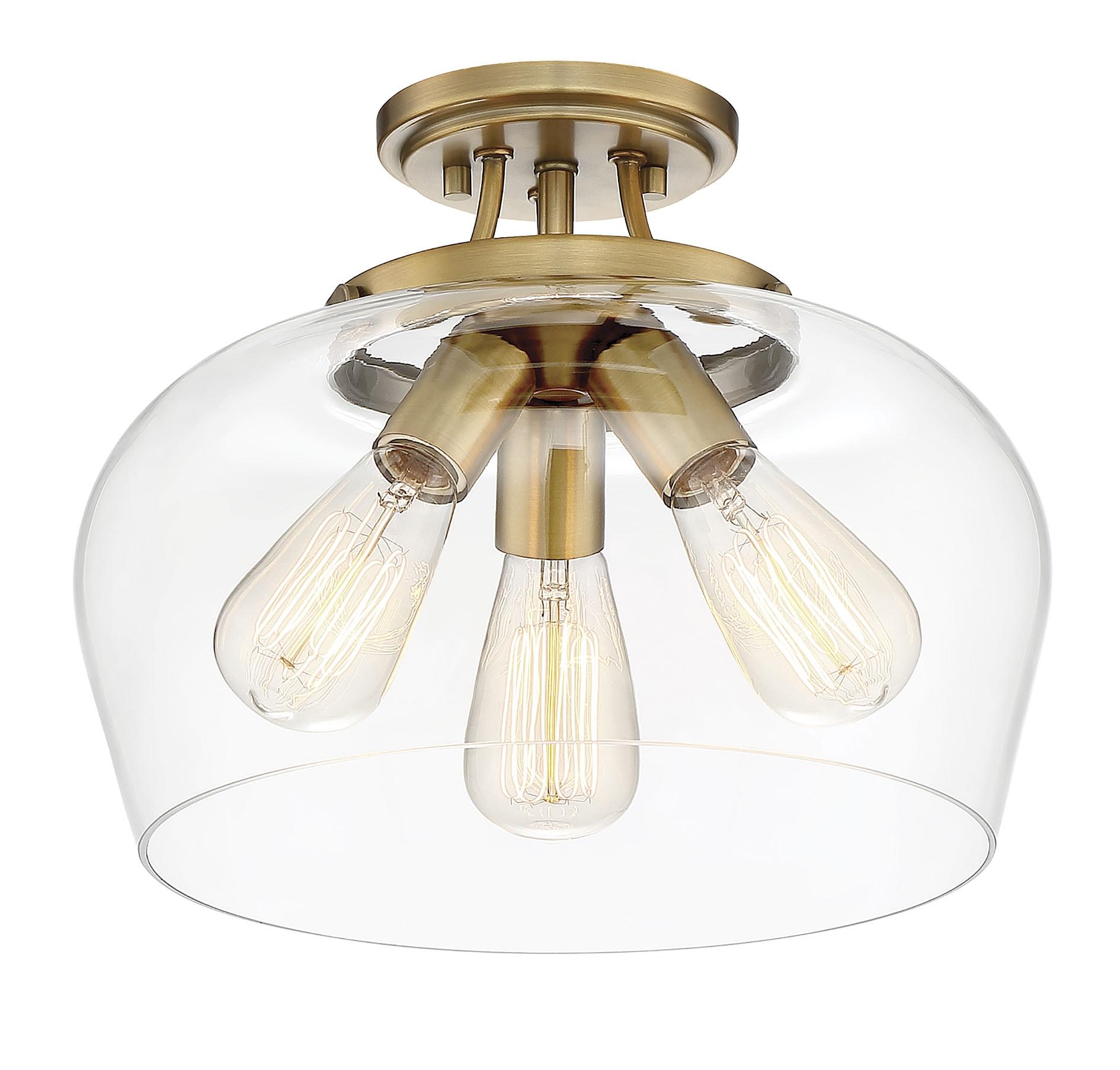 Savoy House Octave 3 - Light Semi-Flush Mount in  Warm Brass