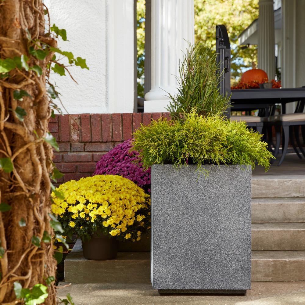 Greige Polystone Tall Rectangular Planter 23"L x 18"W x 30"H for Outdoor & Indoor