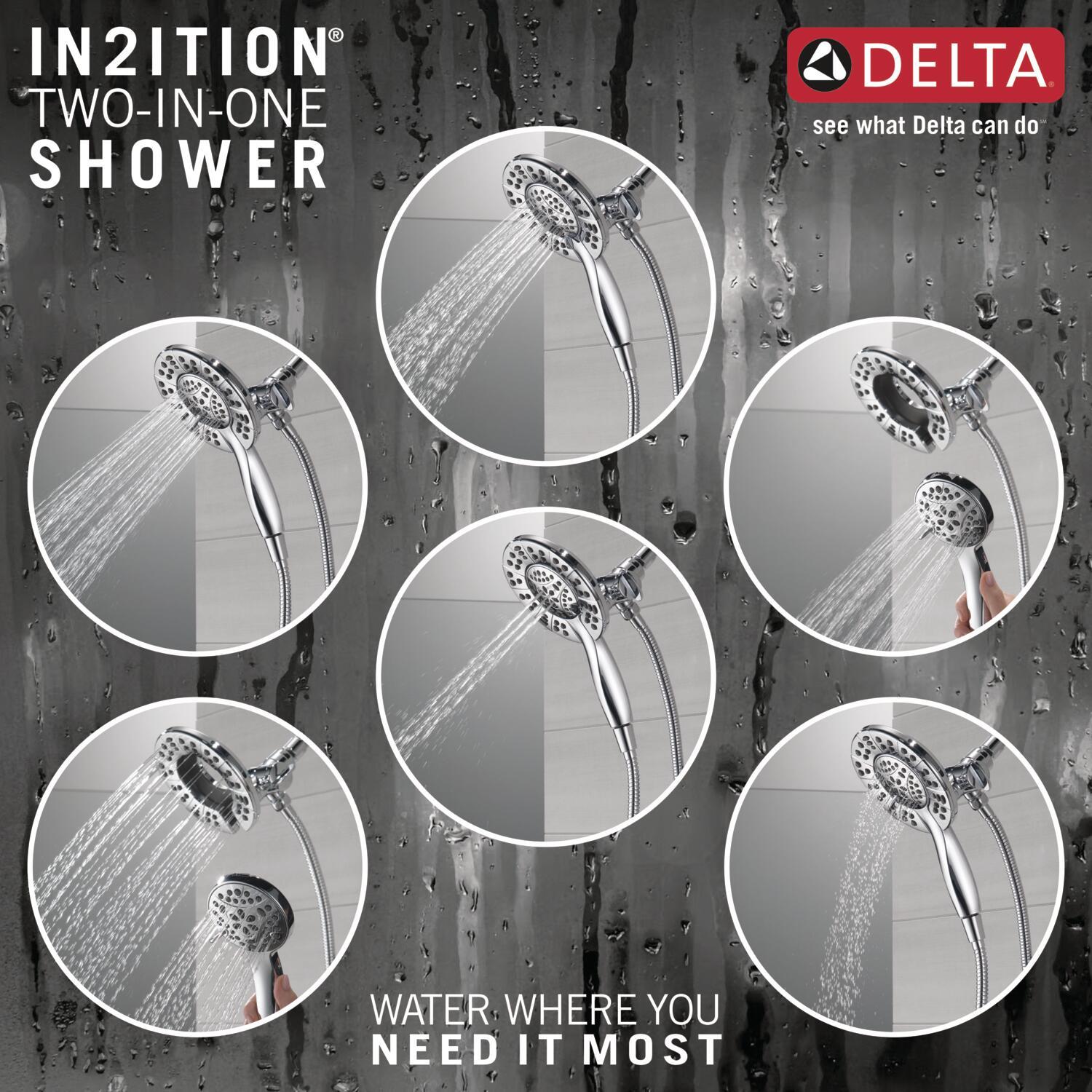 In2ition 2-in-1 Dual Hand Held Shower Head, 3-Spray Detachable Round Shower Head 1.75 GPM