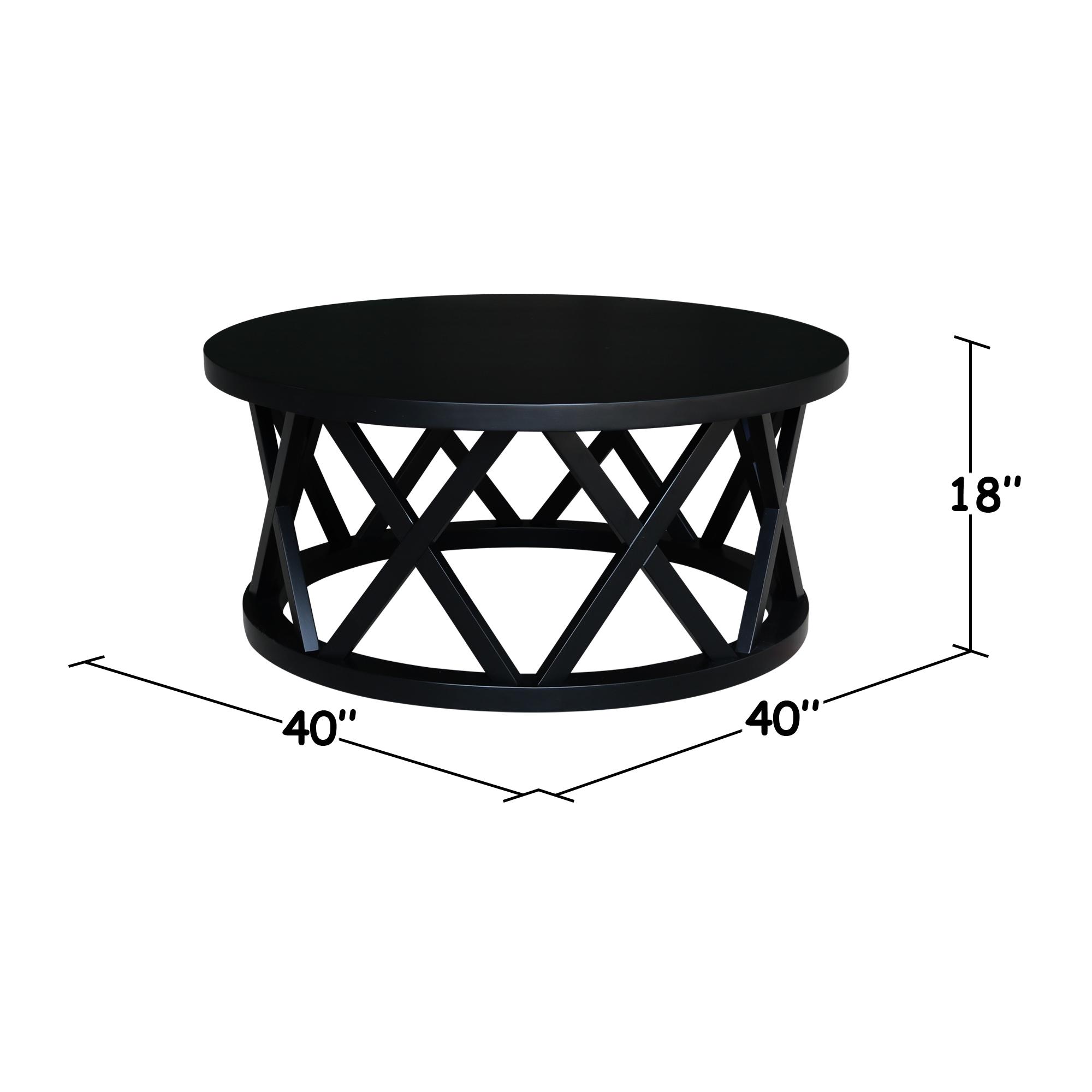 40" Ceylon Round Coffee Table Black - International Concepts: Hardwood Frame, Spot Clean, 18" Height