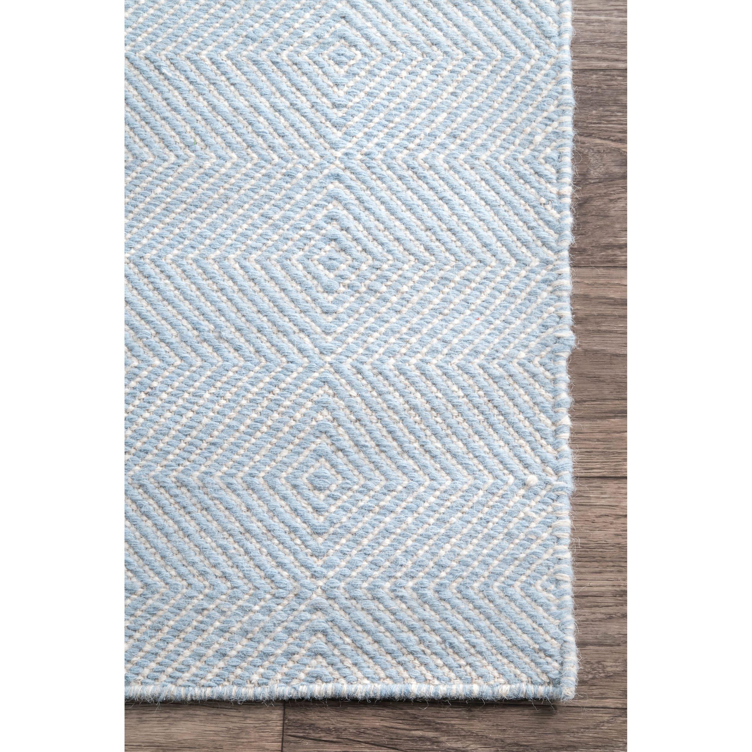 nuLOOM Hand Woven Ago Wool Area Rug, 5' x 8', Light Blue