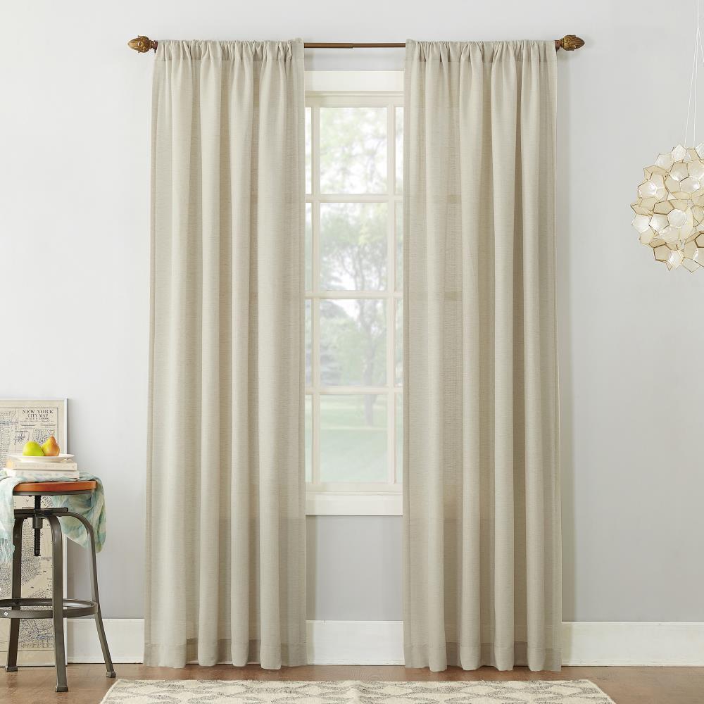 54"x84" No. 918 Light Filtering Semi-Sheer Amalfi Rod Pocket Curtain Panel Ivory: Linen Sheer Curtain Panels, Modern Decor