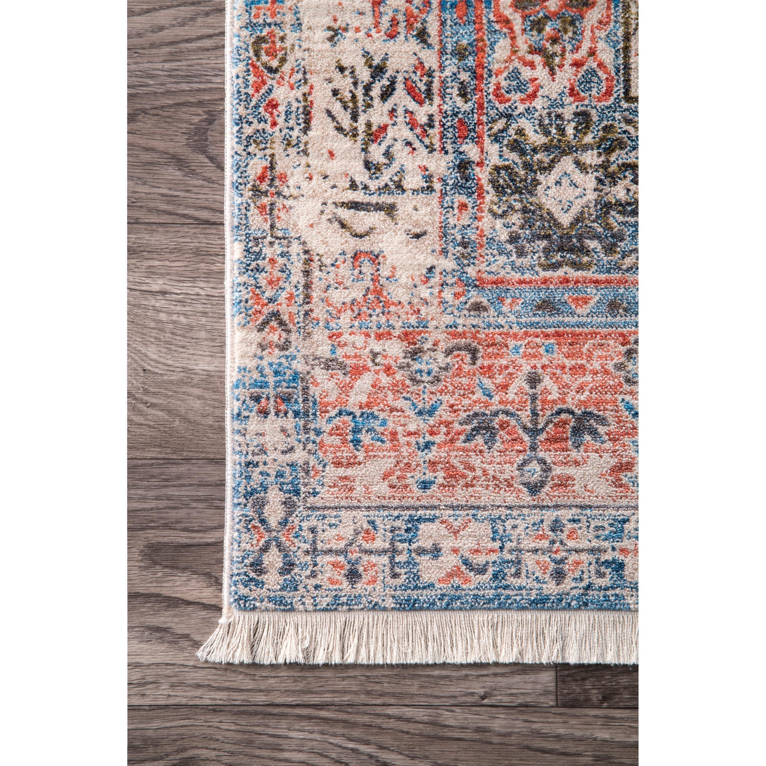 Nuloom Farley Oriental/Persian 4x6 Indoor Area Rug for Living Room Bedroom Dining Room Kitchen, Blue/Multicolor
