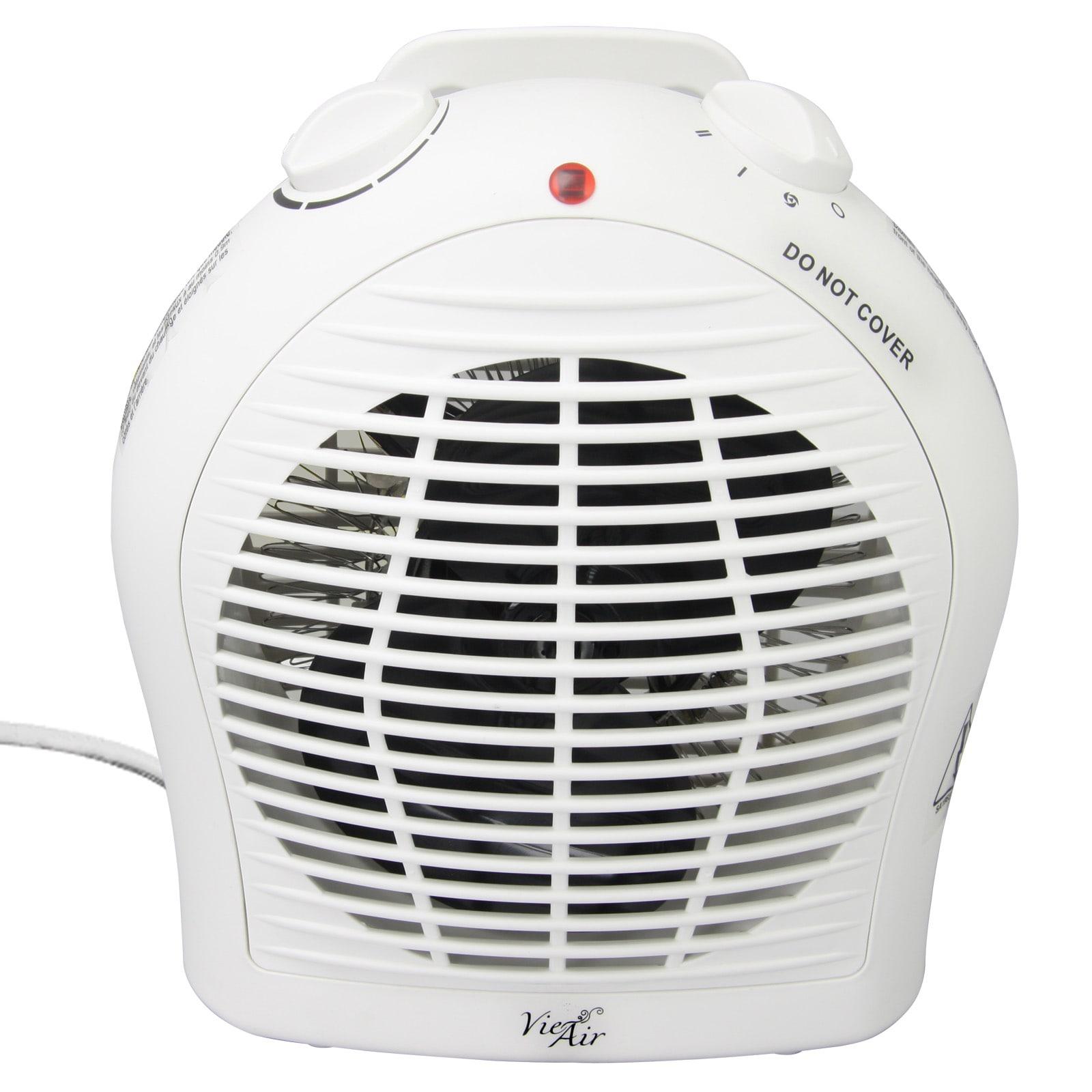 Vie Air 1500W Portable 2-Settings White Fan Heater with Adjustable Thermostat