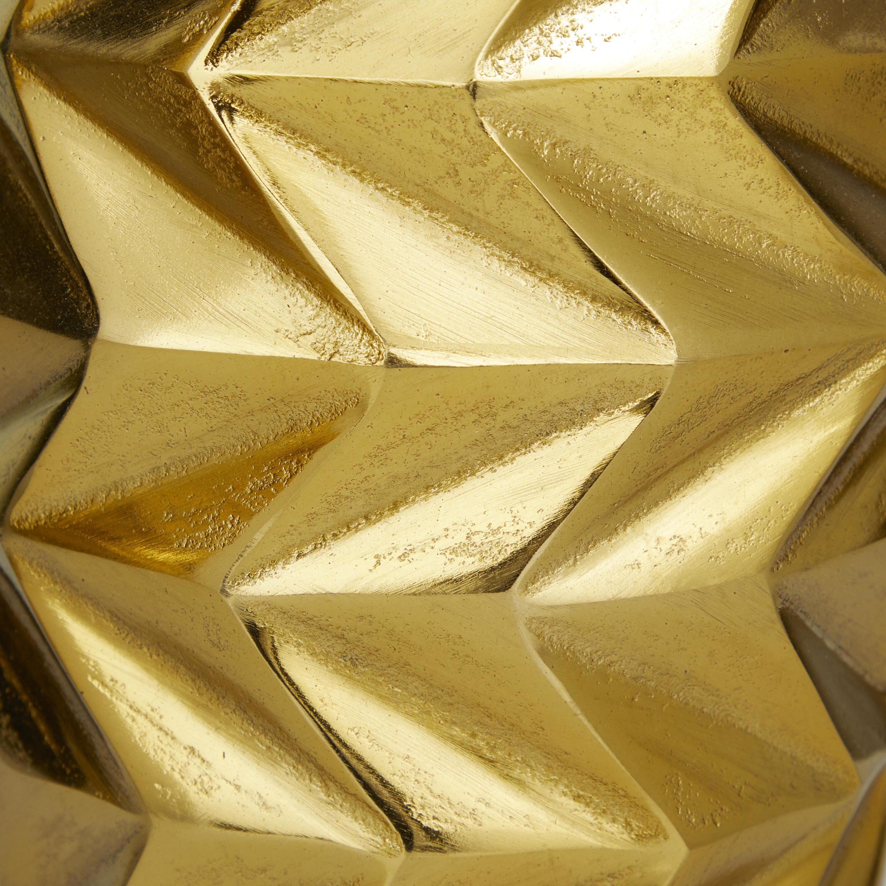 DecMode 20", 15"H Geometric Gold Aluminum Metal Vase, Set of 2