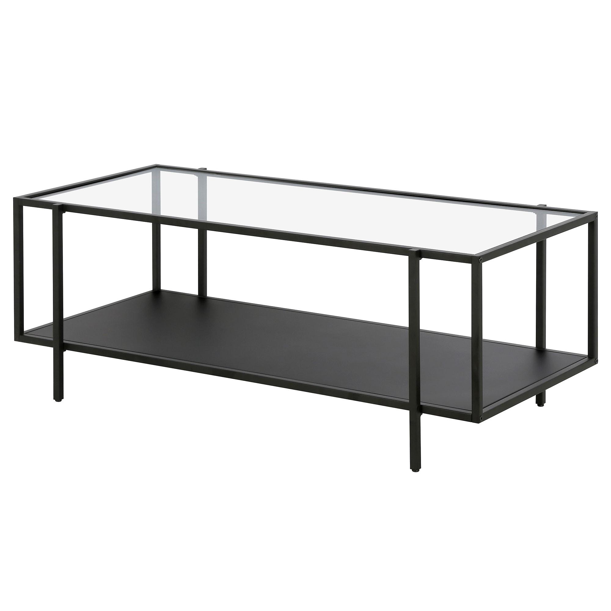Evelyn&Zoe Vireo 45" Wide Rectangular Coffee Table with Metal Shelf in Blackened Bronze