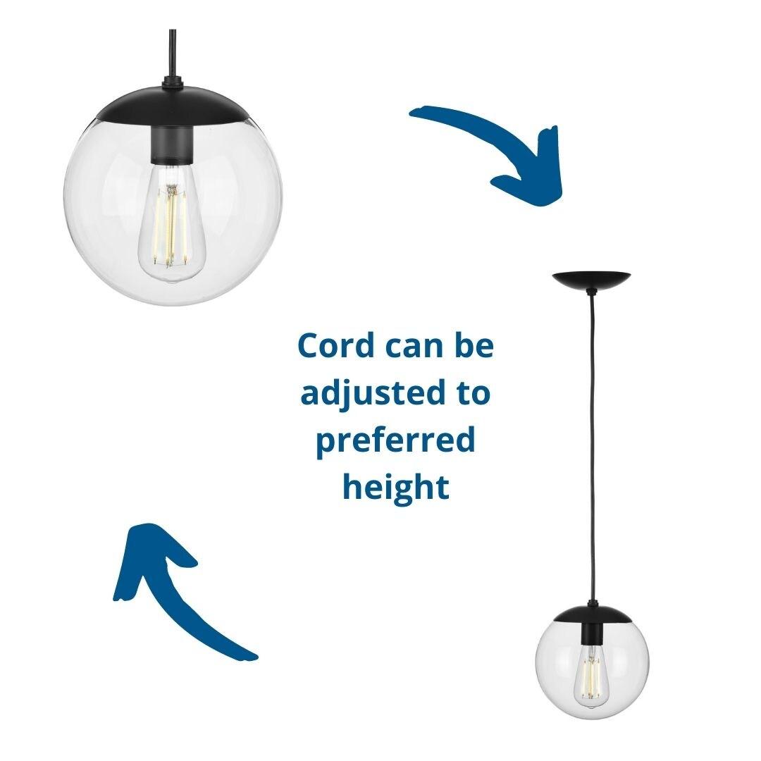 Progress Lighting Atwell 1-Light Glass Globe Brushed Nickel Modern Pendant Light, Steel, Matte Black, Clear Glass Globe Shade