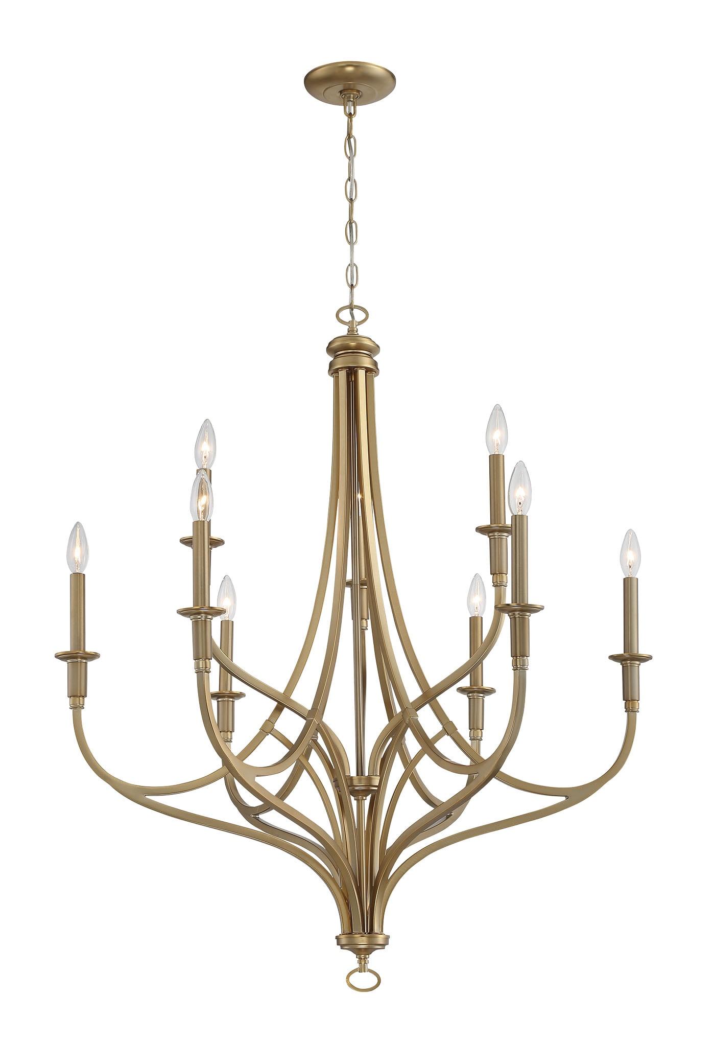 Minka Lavery Brushed Honey Gold Chandelier 34" Wide Modern 9-Light Fixture for Dining Room House Foyer Kitchen Entryway Bedroom