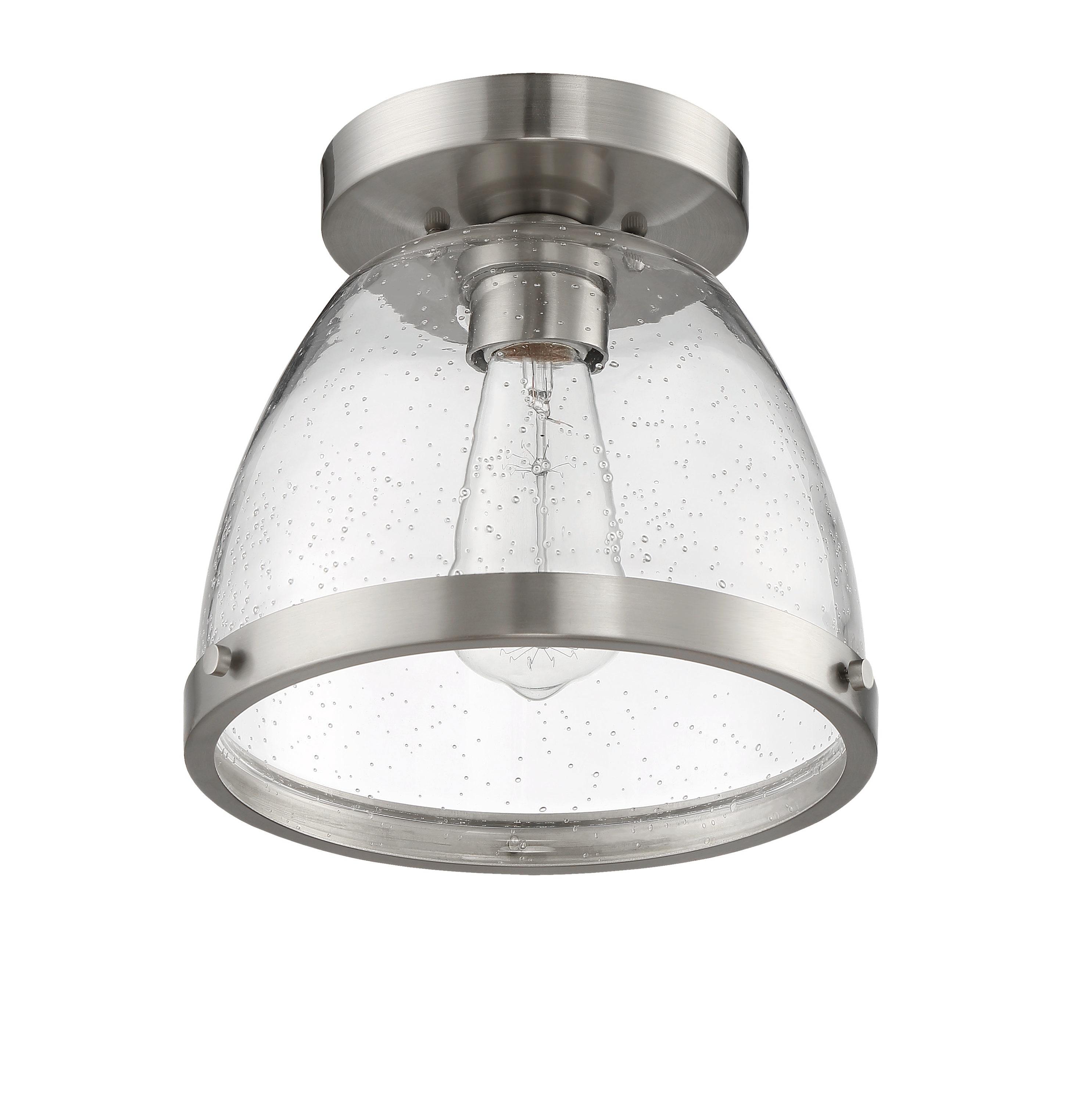 Elegant Lodie 7'' Glass & Nickel Ceiling Flushmount Light