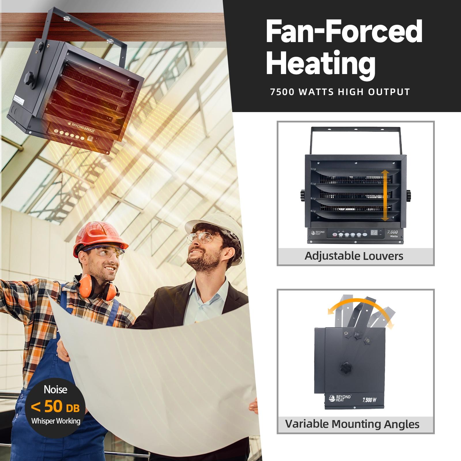 BEYOND HEAT Garage Heater, 7500W Heater for Garage with Full-Function Remote, 12-Hour Timer, Adjustable Thermostat, Overheat Protection for Garage, Workshop and Warehouse