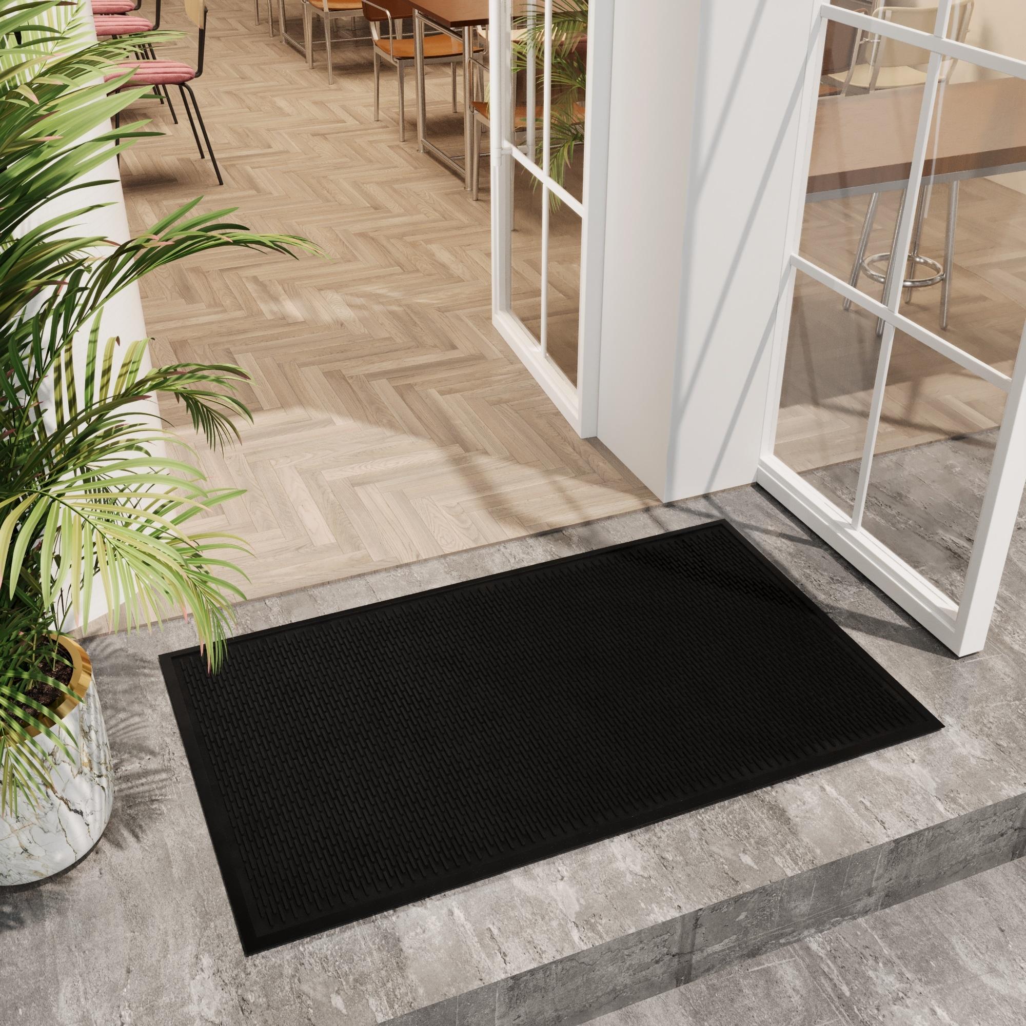 Black 3x5 Heavy-Duty Waterproof Rubber Outdoor Doormat