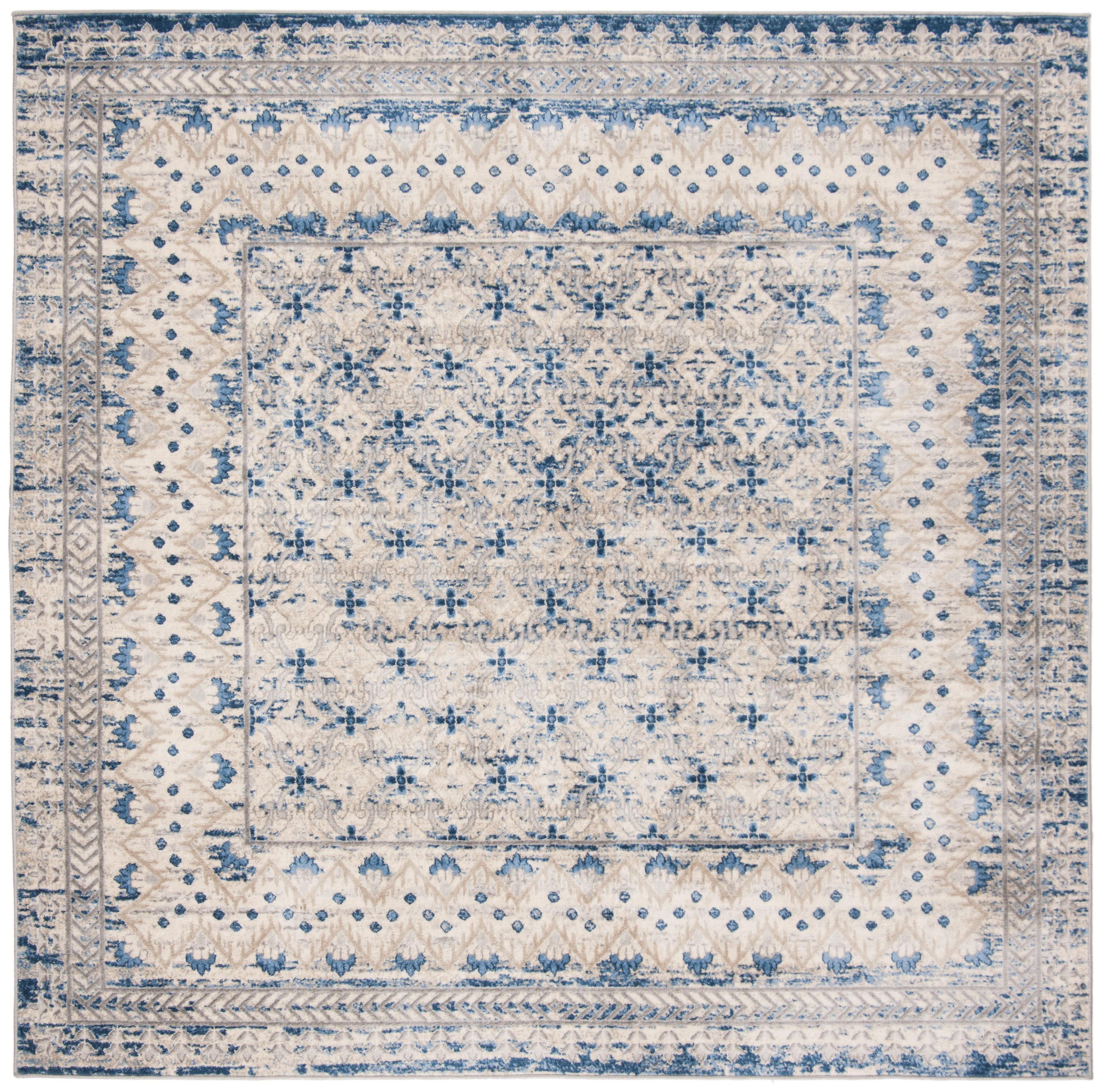 Brentwood BNT899 Power Loomed Indoor Area Rug - Light Grey/Blue - 9'x9' - Safavieh
