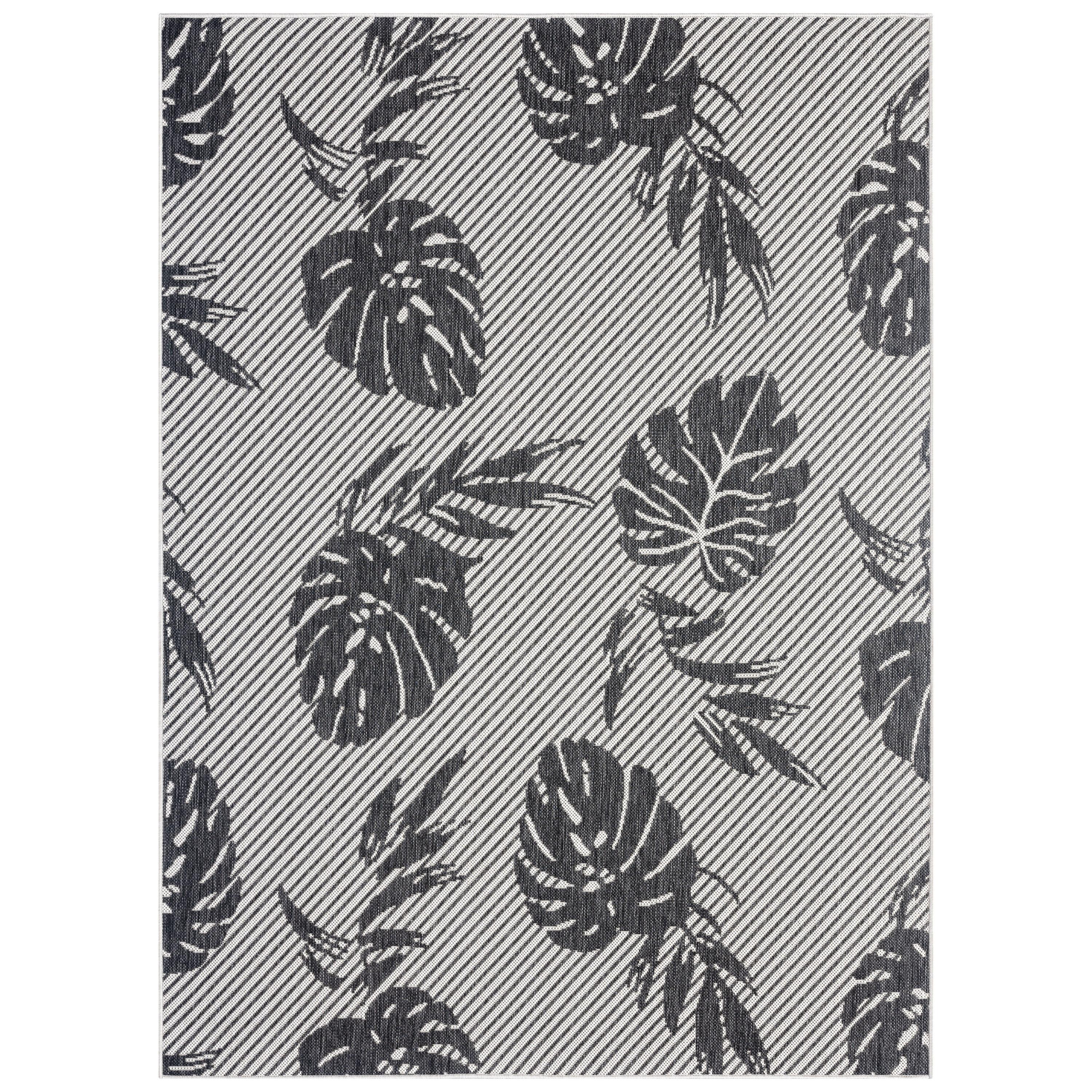 Tommy Bahama Palm Coastal Indoor/Outdoor Area Rug, Charcoal Gray