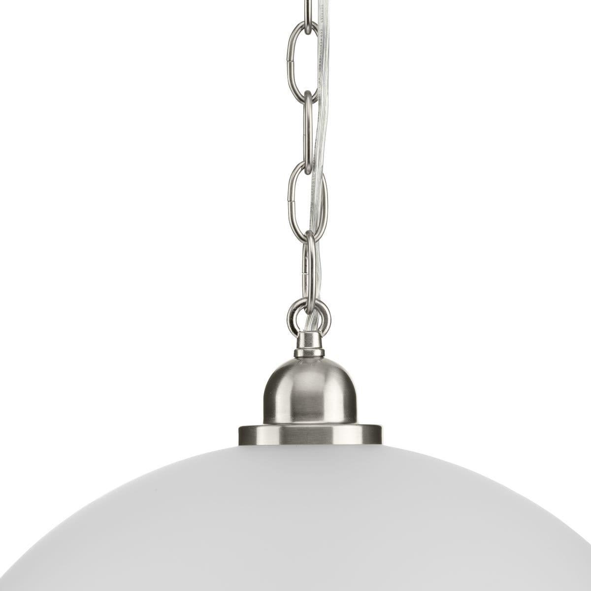 Progress Lighting, Classic Collection, 1-Light Pendant, Brushed Nickel, Etched Glass Shade