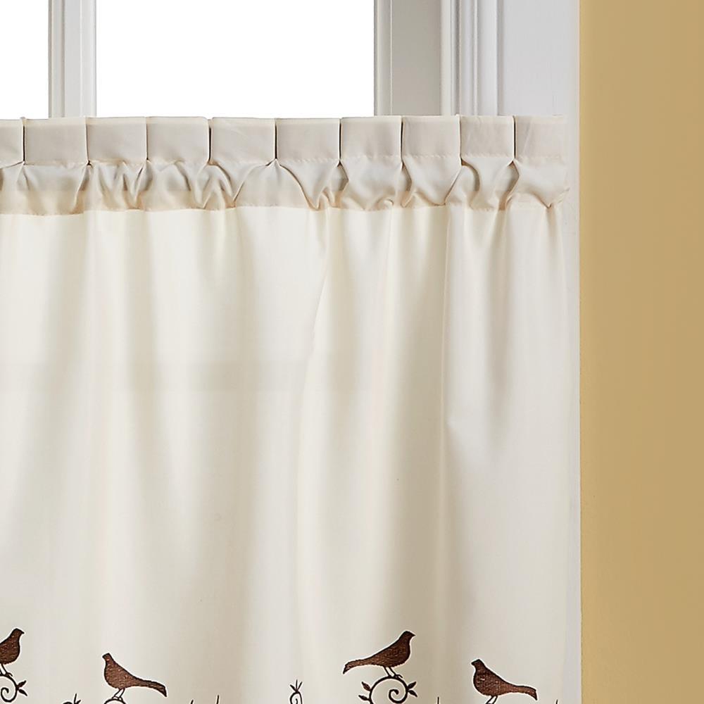 CHF & You Birds Tailored Tiered Curtains, 1 Piece, Cotton, Brown, Polyester, Adult