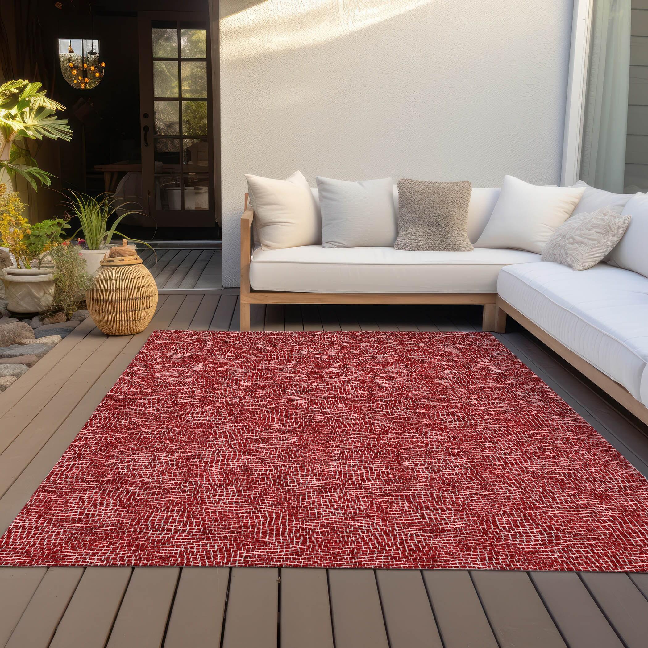 Machine Washable Indoor/Outdoor Chayden ACN1057 Red Rug