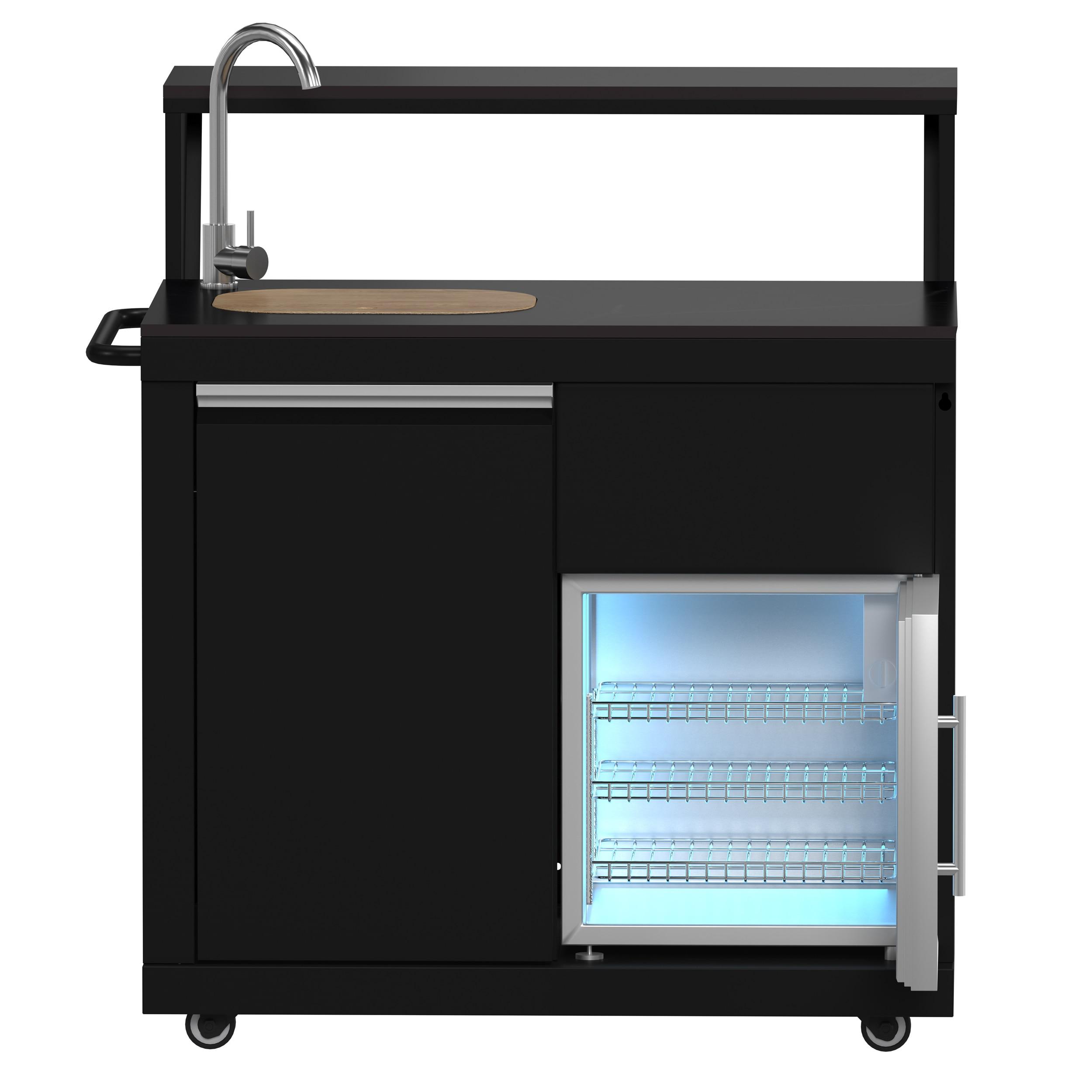 Forno All'Aperto 62,600 BTU BBQ & Sink Module with Black Sintered Stone Countertops, Bar & Beverage Center