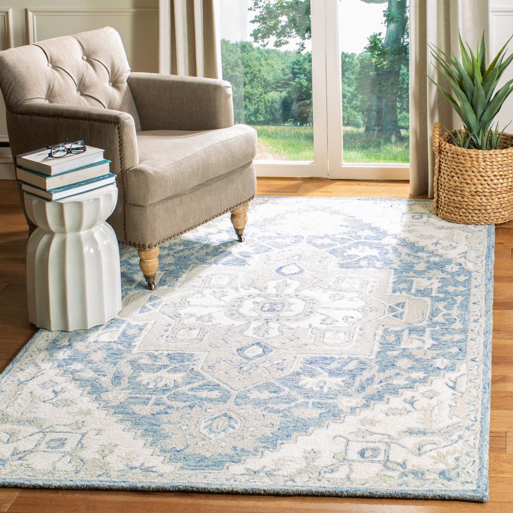 Micro-Loop MLP503 Hand Tufted Area Rug - Blue/Ivory - 5'x5' - Safavieh.