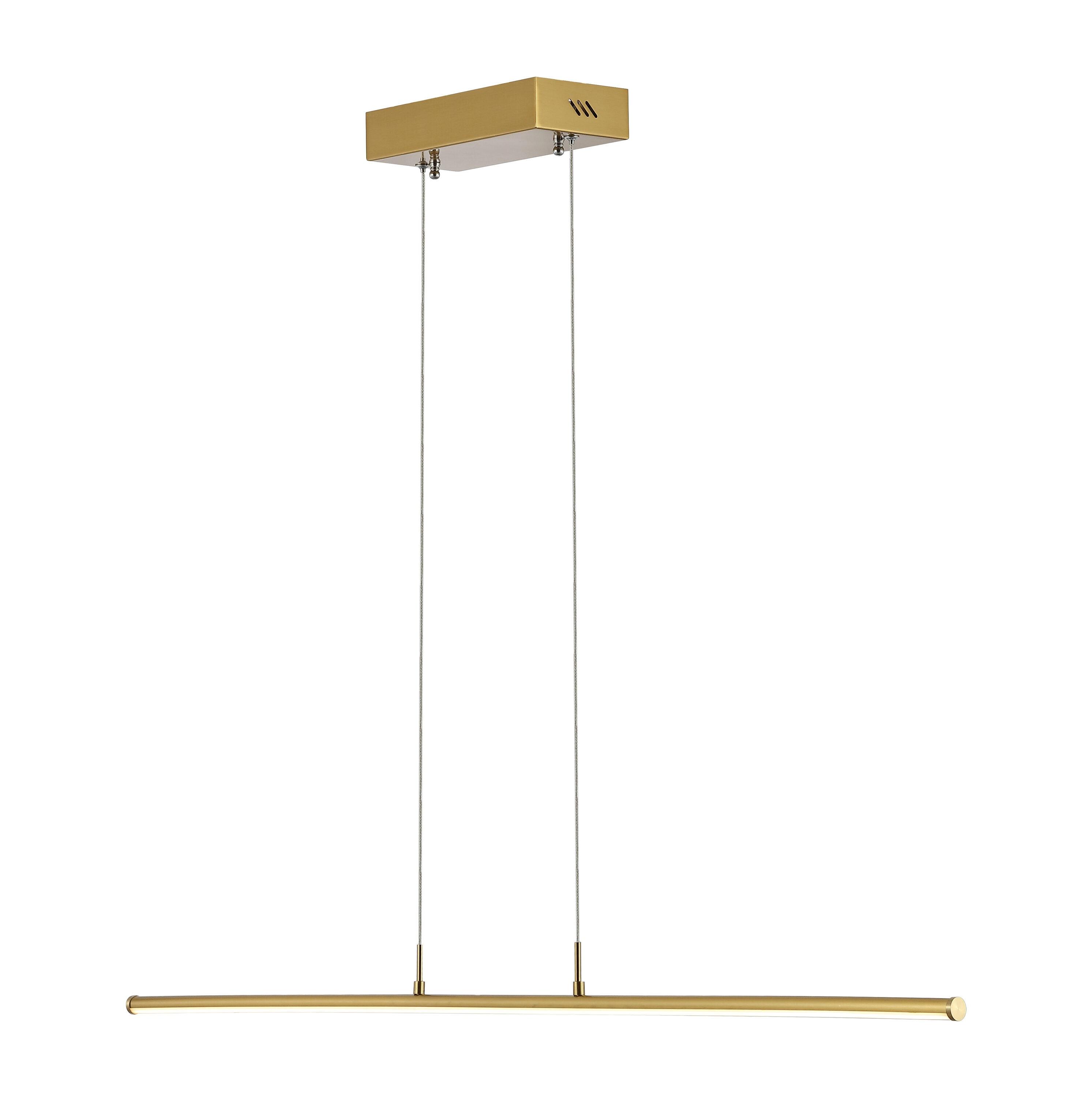 JONATHAN Y JYL7023C Conley 39.5" Adjustable Integrated LED Metal Linear Pendant, Brass Gold for Kitchen, Dining Room, Living Room