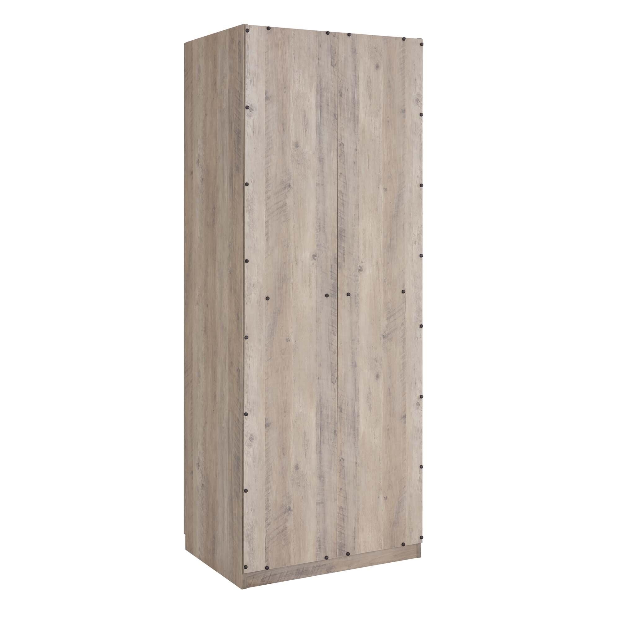 Manhattan Comfort 2pc Lee 4 Door Module Wardrobe Rustic Gray: Modern Style, MDF, Metal Hardware, 5 Shelves, 2 Drawers