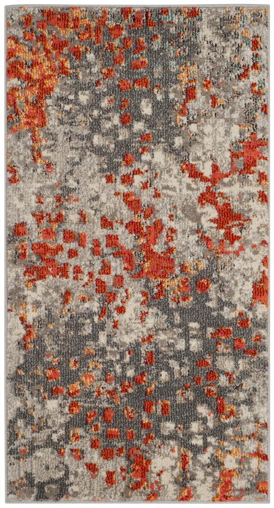 Monaco MNC225 Power Loomed Indoor Accent Rug - Grey/Orange - 2'2"x4' - Safavieh