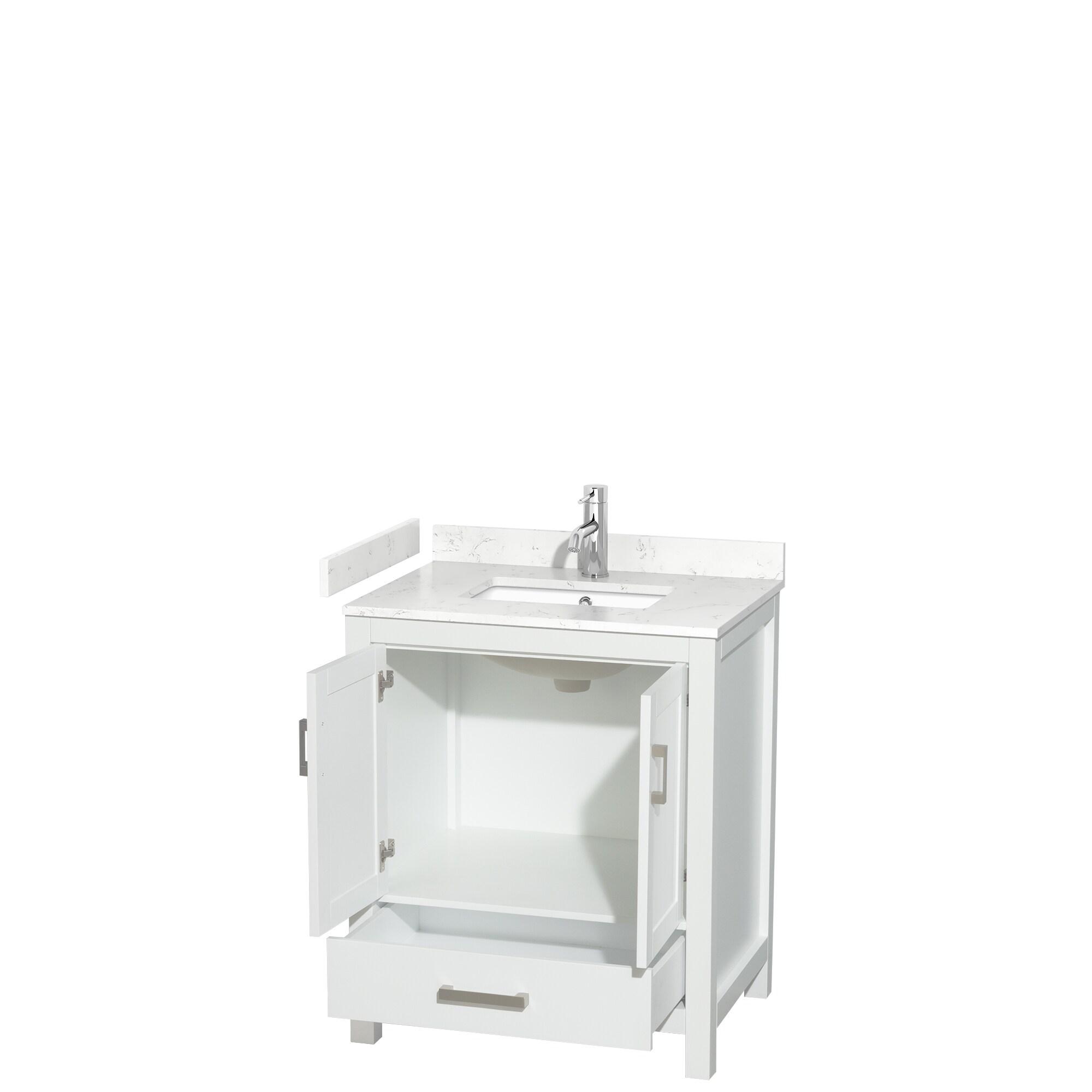 Wyndham Collection Sheffield 30" Freestanding Single Bathroom Vanity with Cultured Marble Top