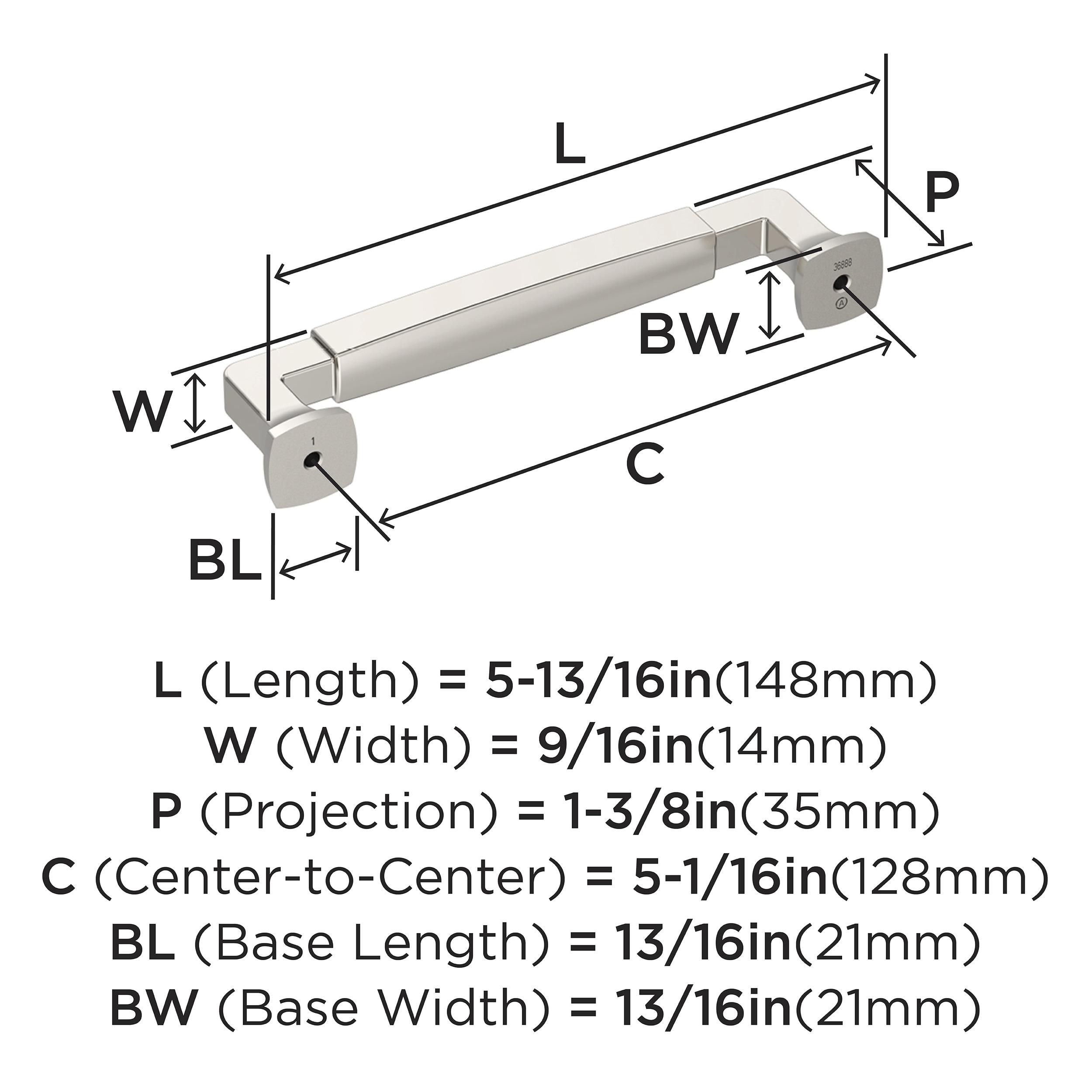 Amerock Stature 5-1/16 inch (128mm) Center-to-Center Polished Nickel Cabinet Pull