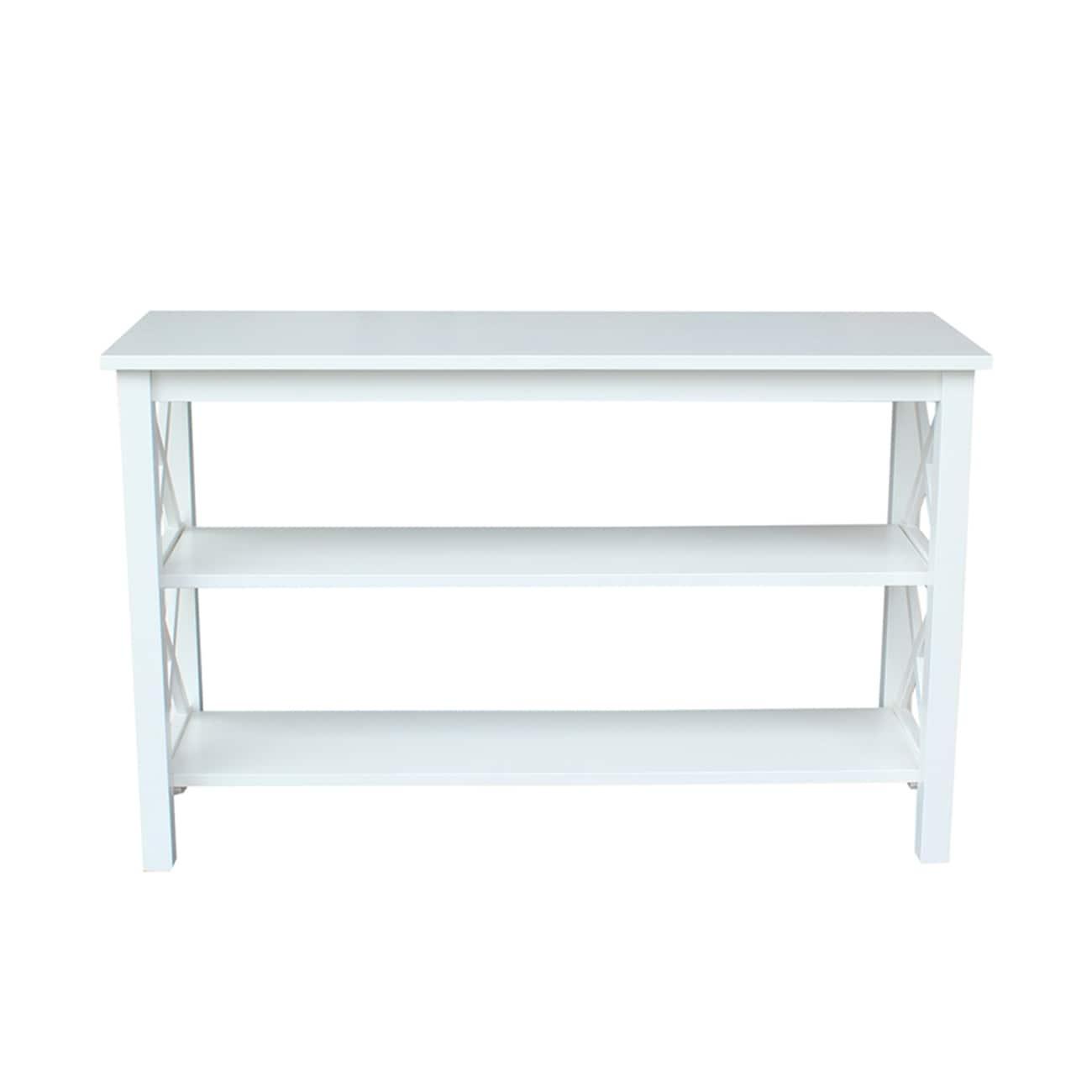 Hampton Console Table White - International Concepts: Hardwood Entryway Table with Fixed Shelves