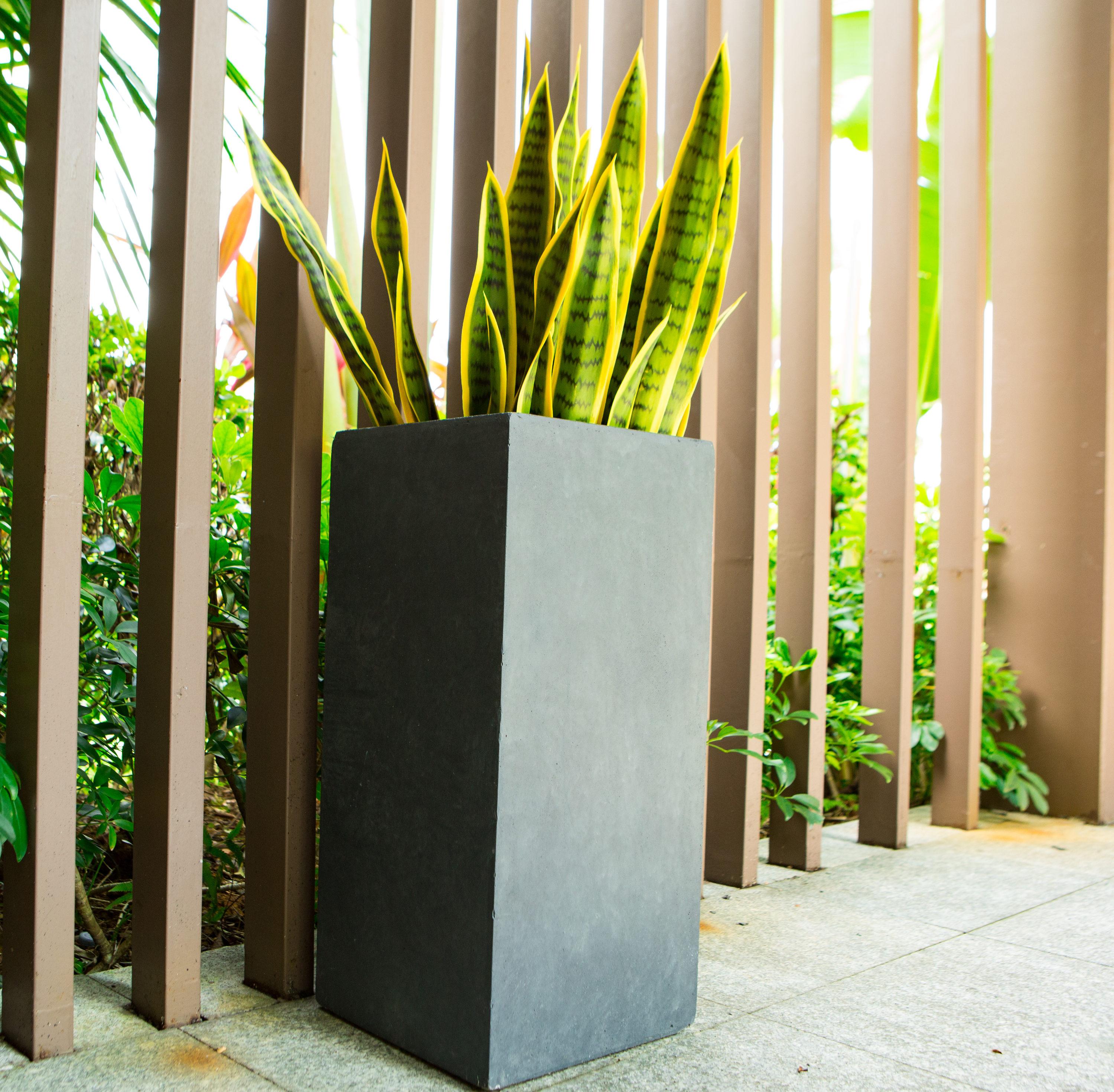 Rosemead Home & Garden, Inc. 24" x 11" Rectangular Kante Lightweight Modern Tall Outdoor Planter Charcoal