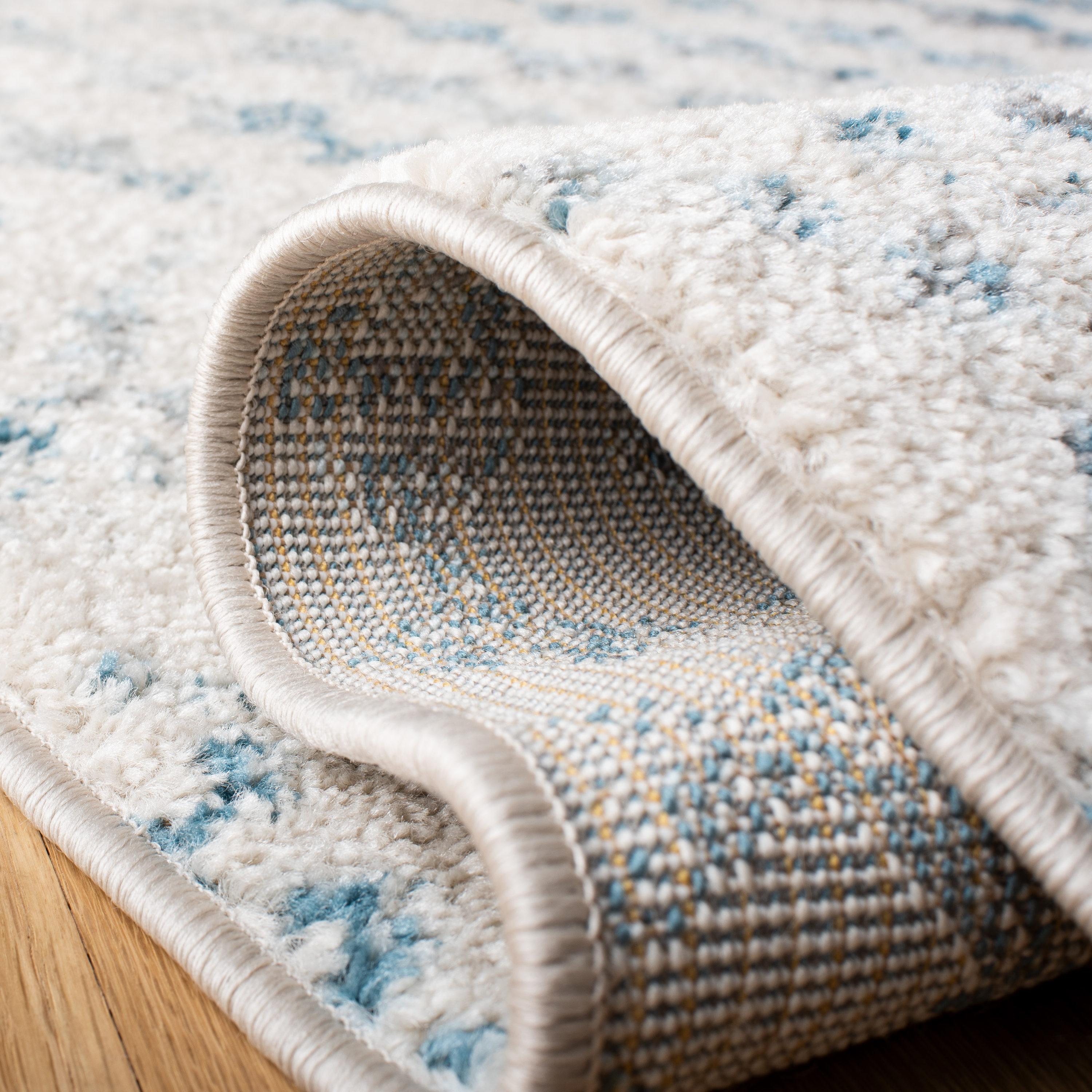 Tulum TUL240 Power Loomed Area Rug - Ivory/Turquoise - 6'7" round - Safavieh.