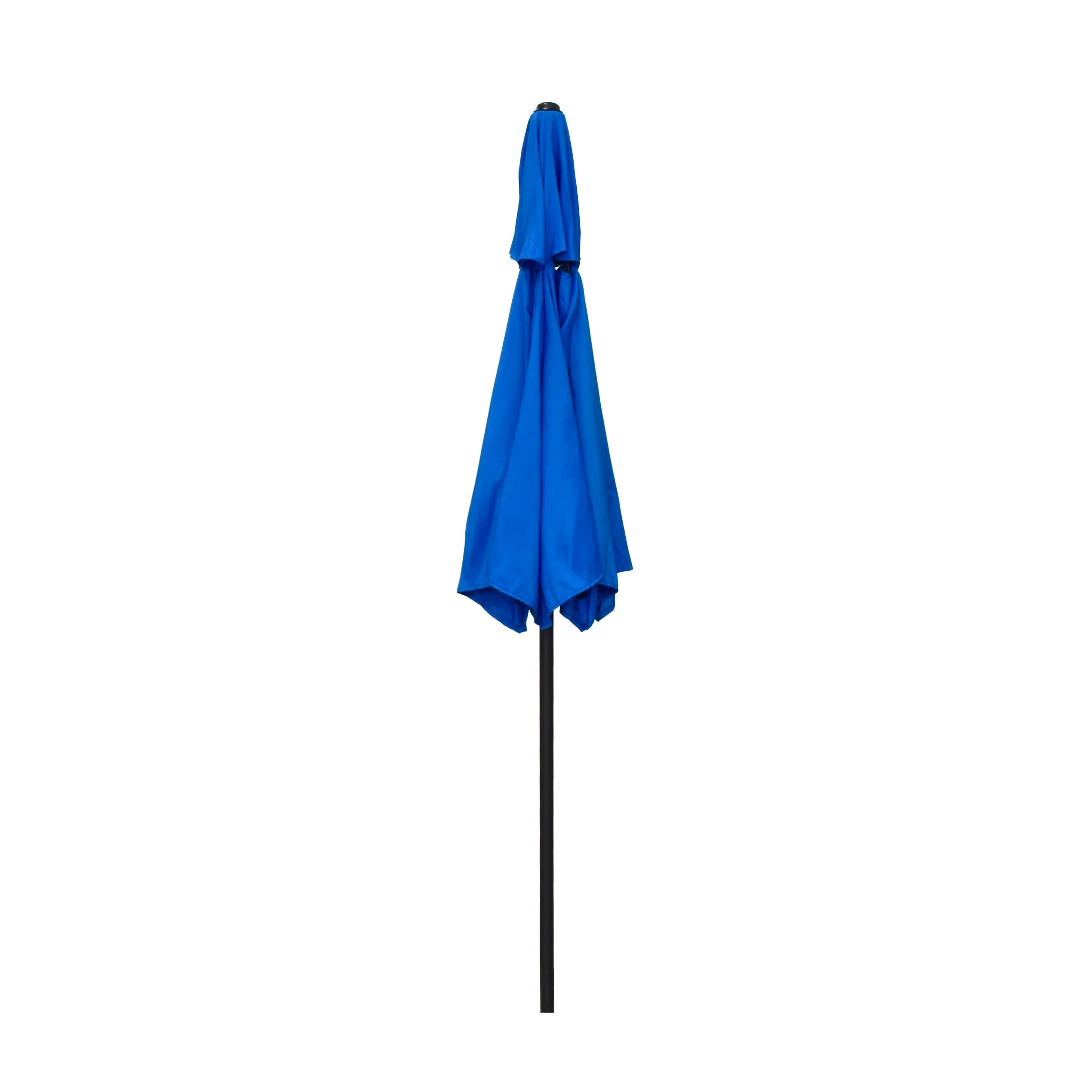 9 ft. Eco Series Crank Lift Push Tilt Steel Market Umbrella, Pacific Blue Polyester