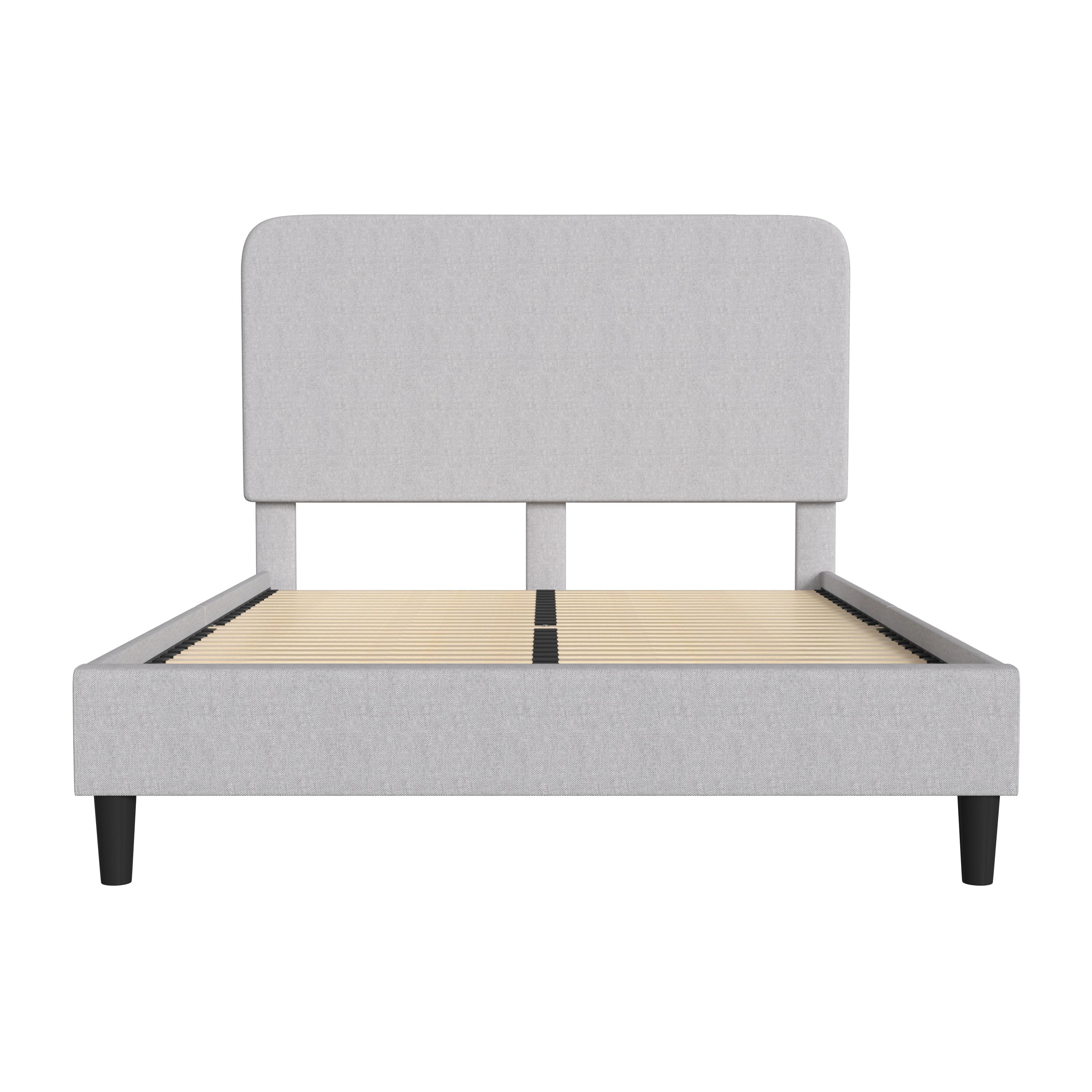 Flash Furniture Addison Fabric Upholstered Platform Bed, Light Grey, Queen