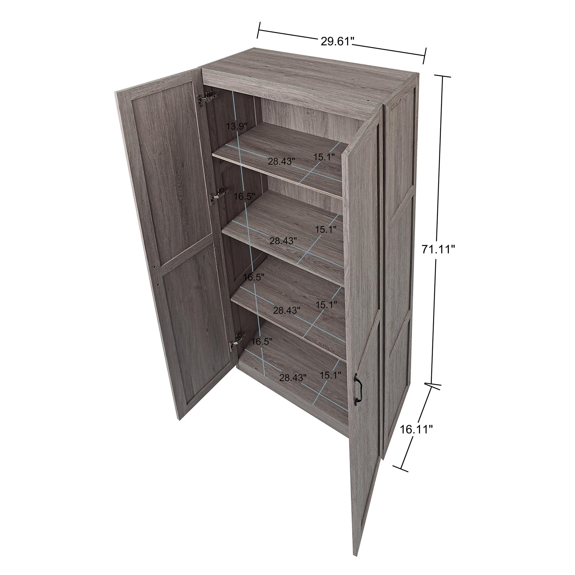 Hopkins Modern 4 Shelf Storage Closet Gray - Manhattan Comfort: MDF Wooden, 2-Door, Divided Storage Cabinet