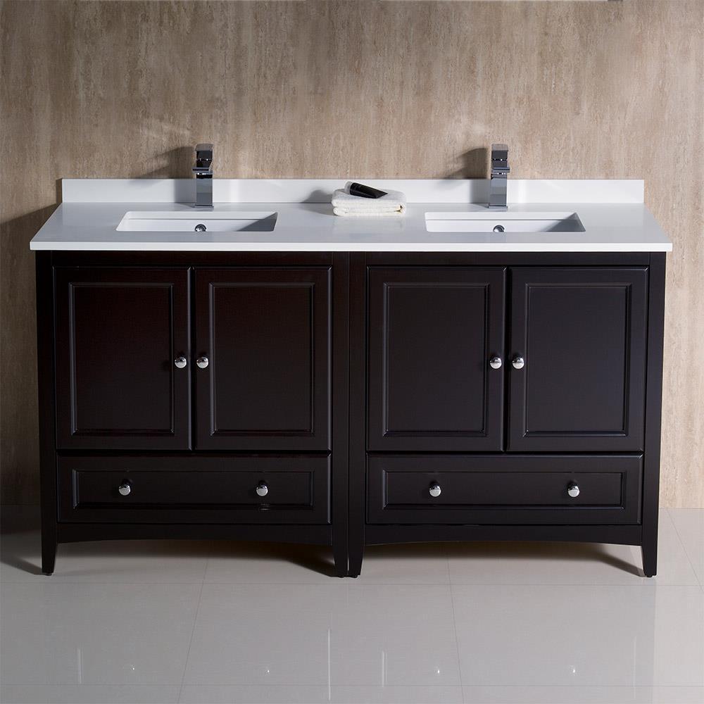 Oxford 60" Freestanding Double Sink Bathroom Vanity with Top and Sinks (Faucets Not Included)