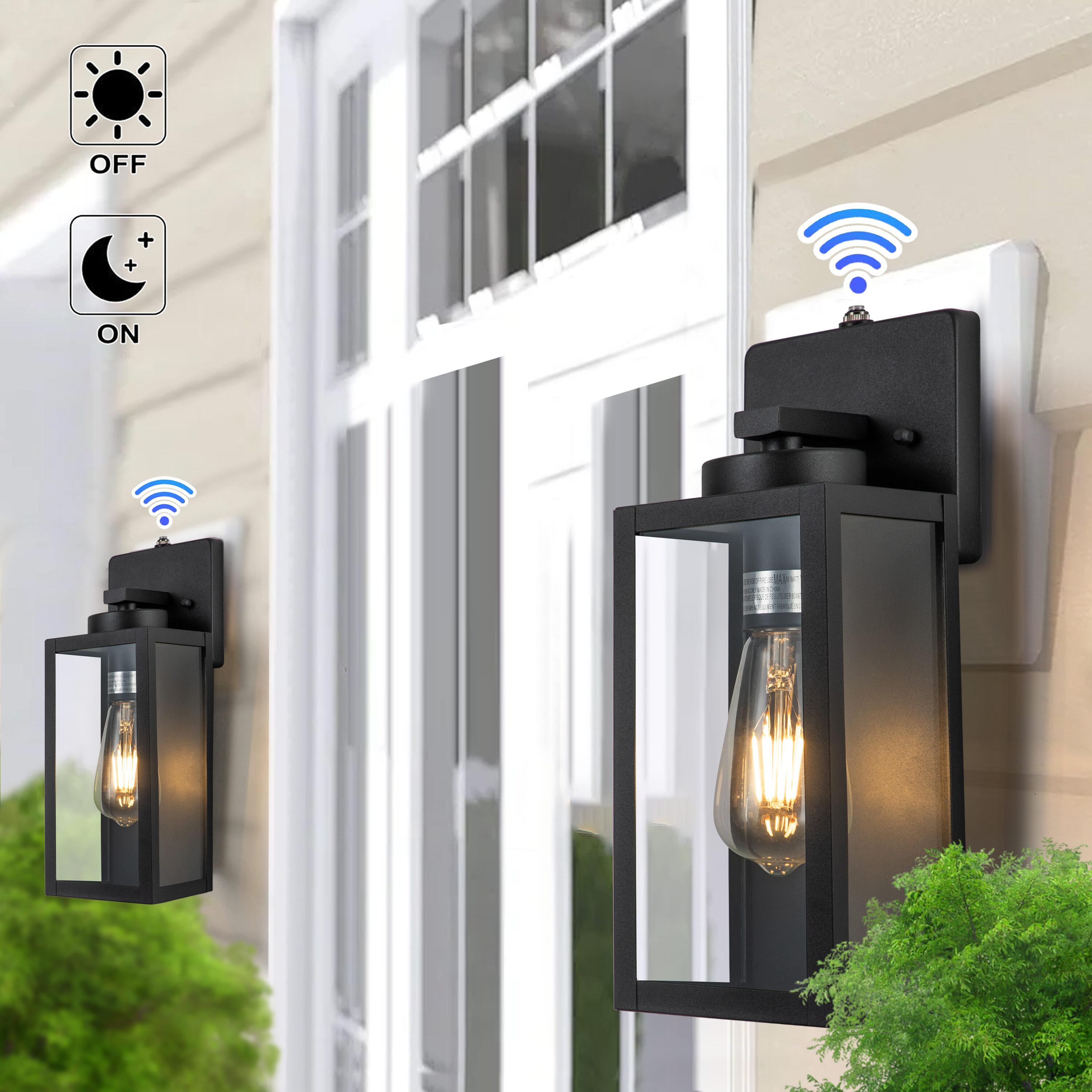 C Cattleya 2 Pack Matte Black Outdoor Wall Lights with Dusk to Dawn Sensor