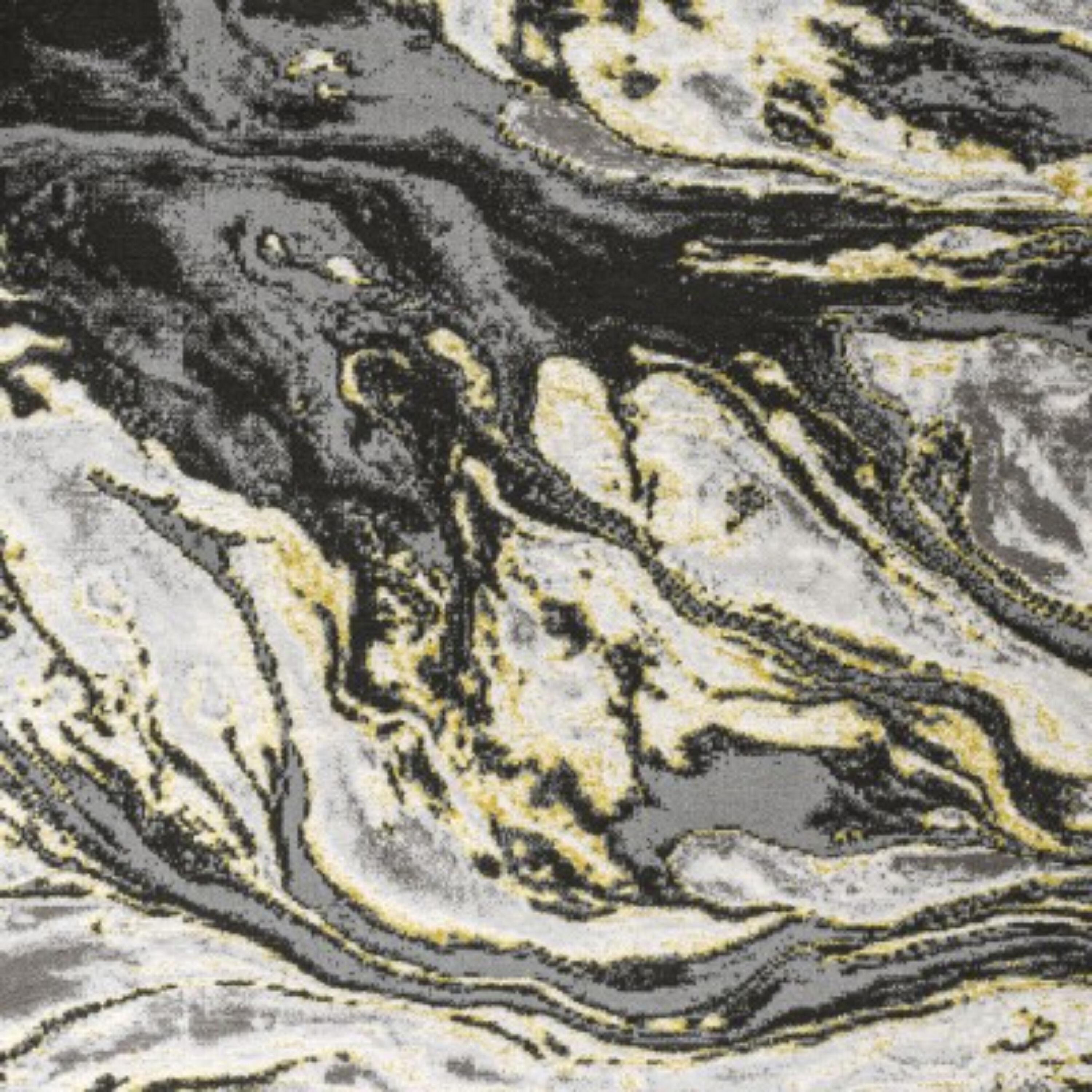 5'x8' Swirl Marbled Abstract, Black/Yellow - JONATHAN Y