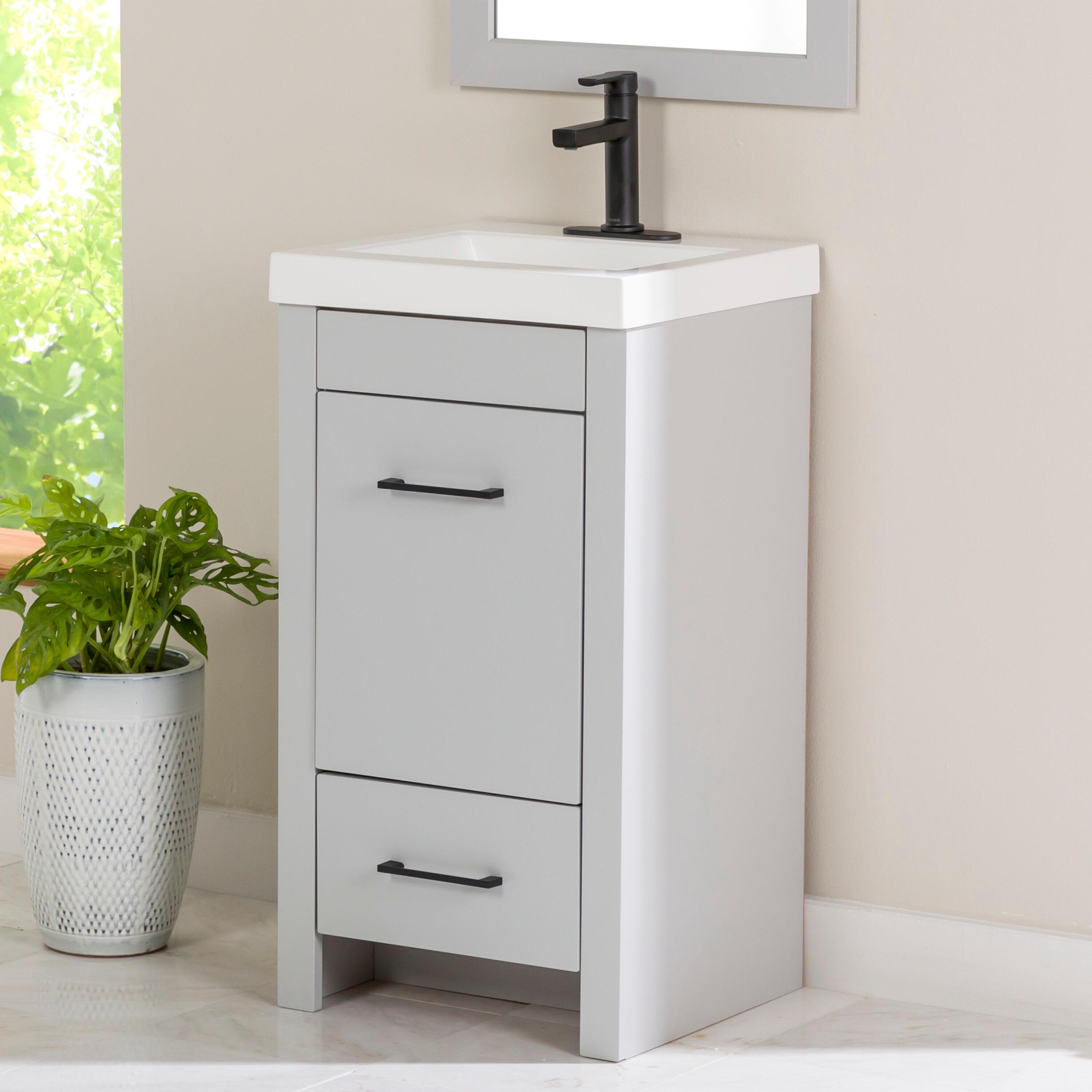 Diamond NOW Winnie 18-in Pearl Gray Single sink Bathroom Vanity with White Cultured marble Top