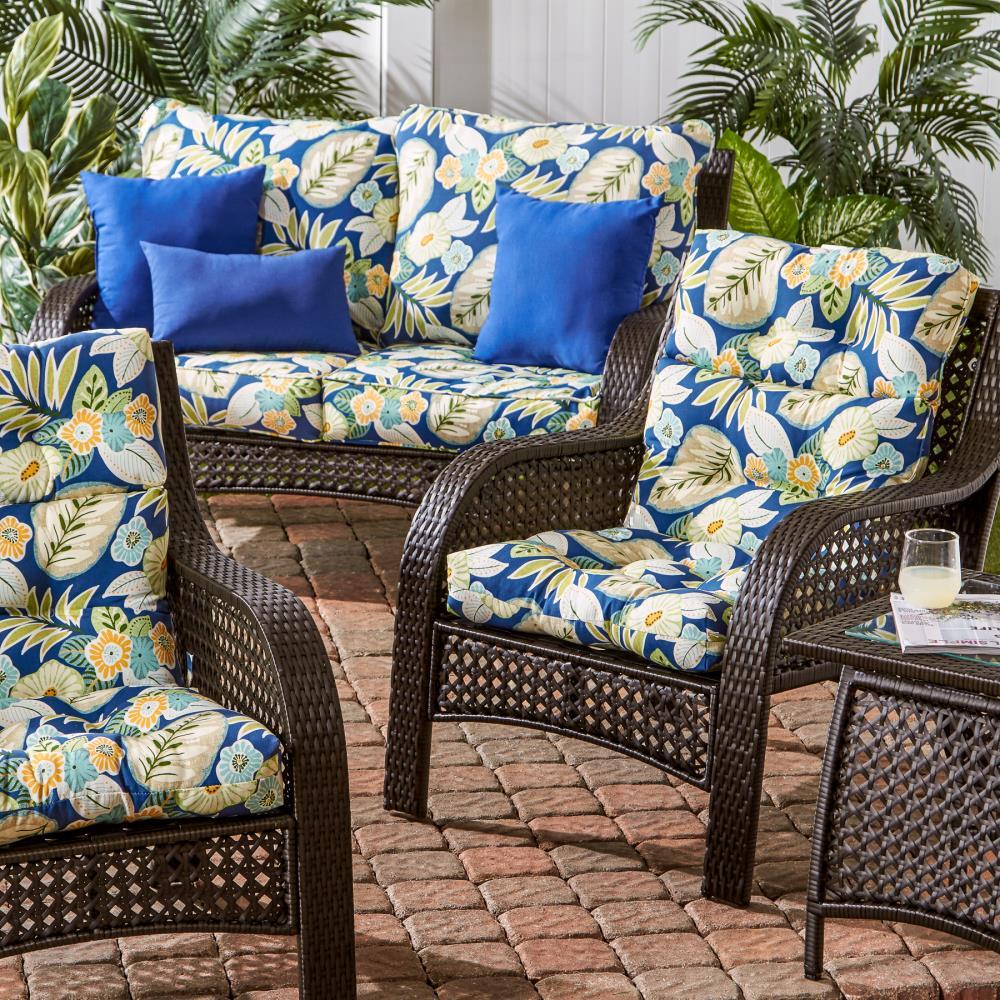 Kensington Garden 2pc 24"x22" Floral Outdoor Seat and Back Chair Cushion Set Marlow: Water & Stain Resistant, Reversible