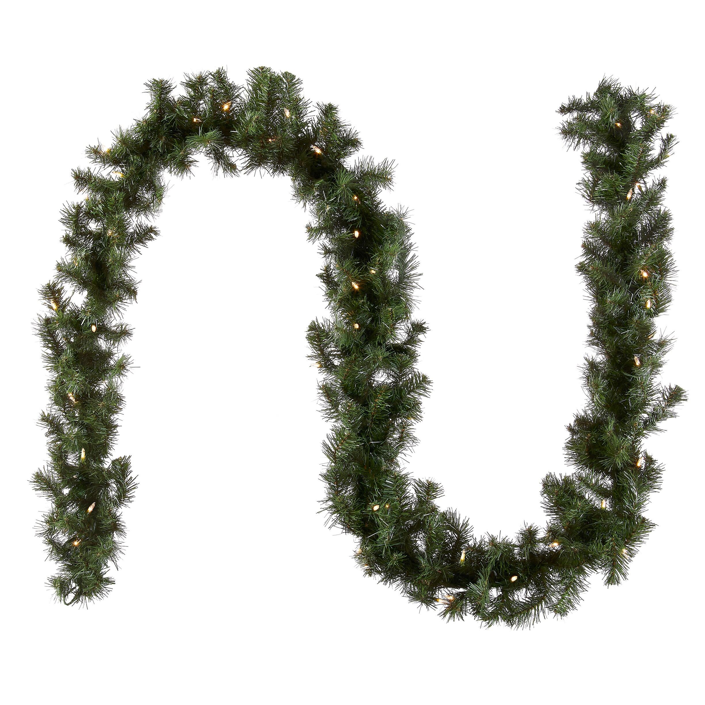 9ft' North Valley Spruce Artificial Christmas Garland with LED Lights