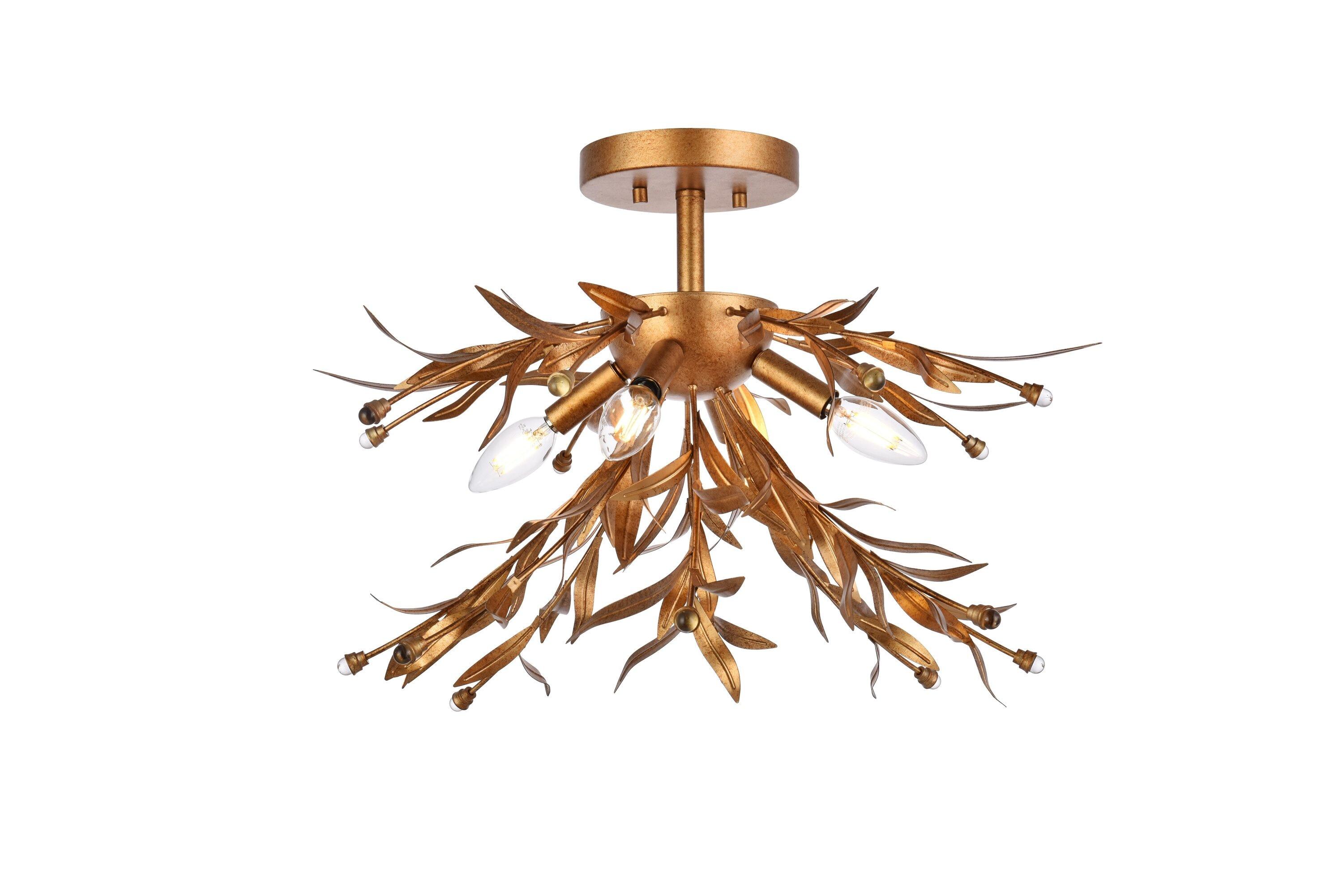 Elegant Lighting Priscilla 18.5 inch flush mount in gold leaf