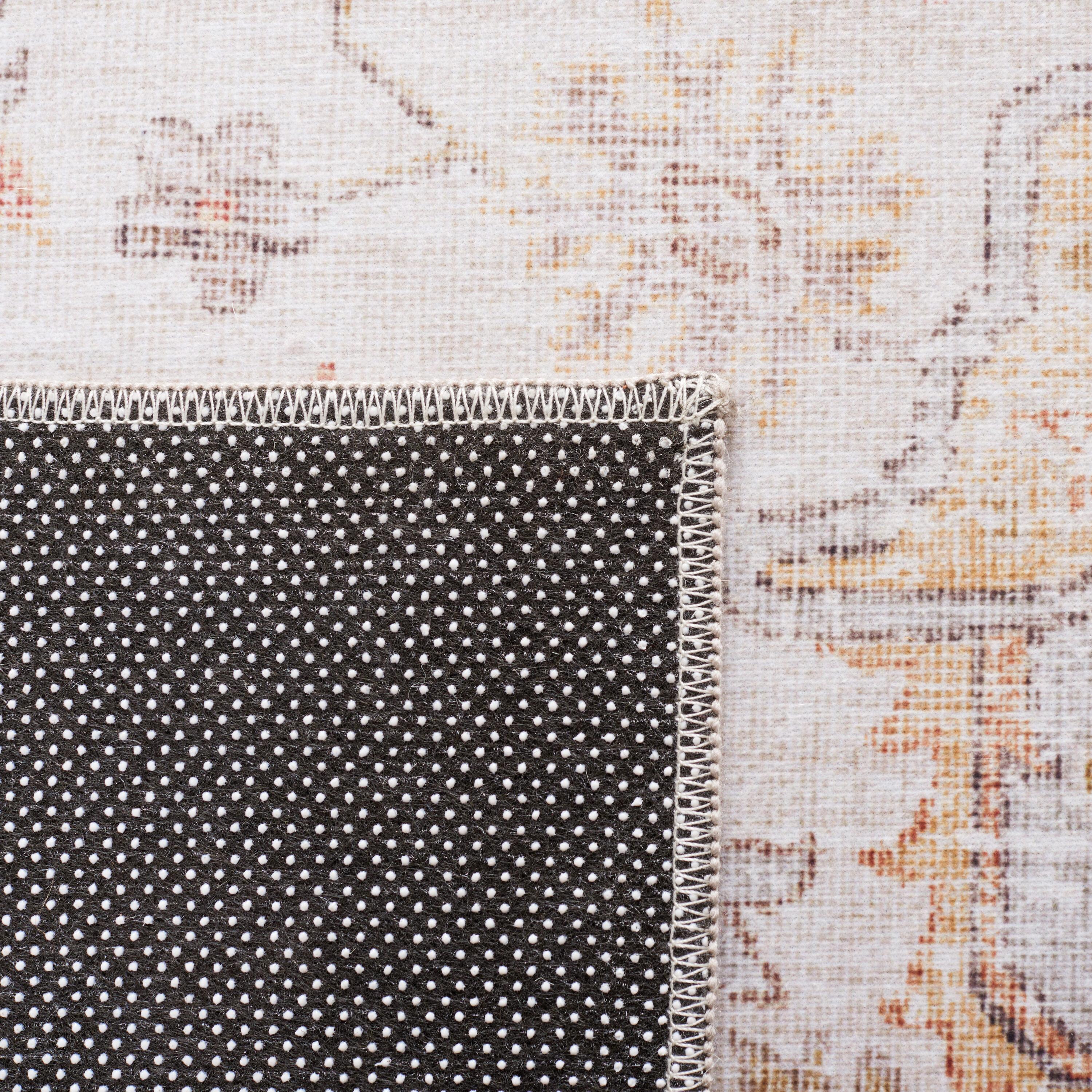 Tucson TSN105 Power Loomed Machine Washable Area Rug - Light Grey/Rust - 4'x4' - Safavieh.