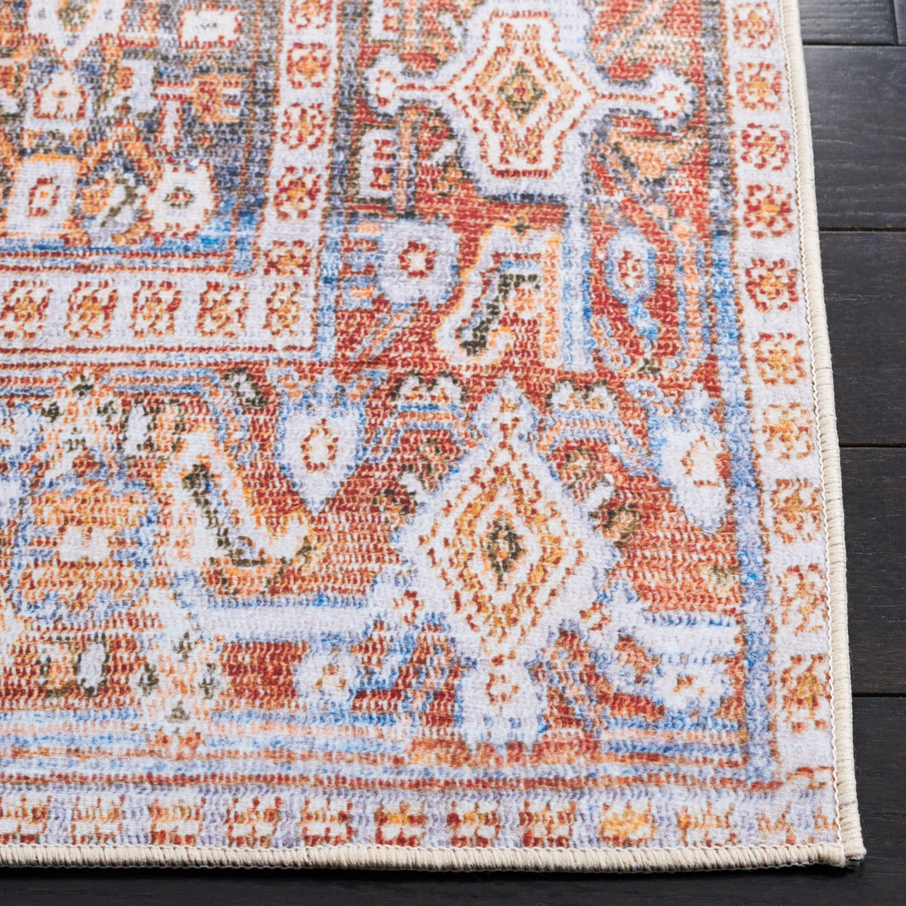 Tucson TSN166 Power Loomed Machine Washable Area Rug - Beige/Rust - 5'x8' - Safavieh.