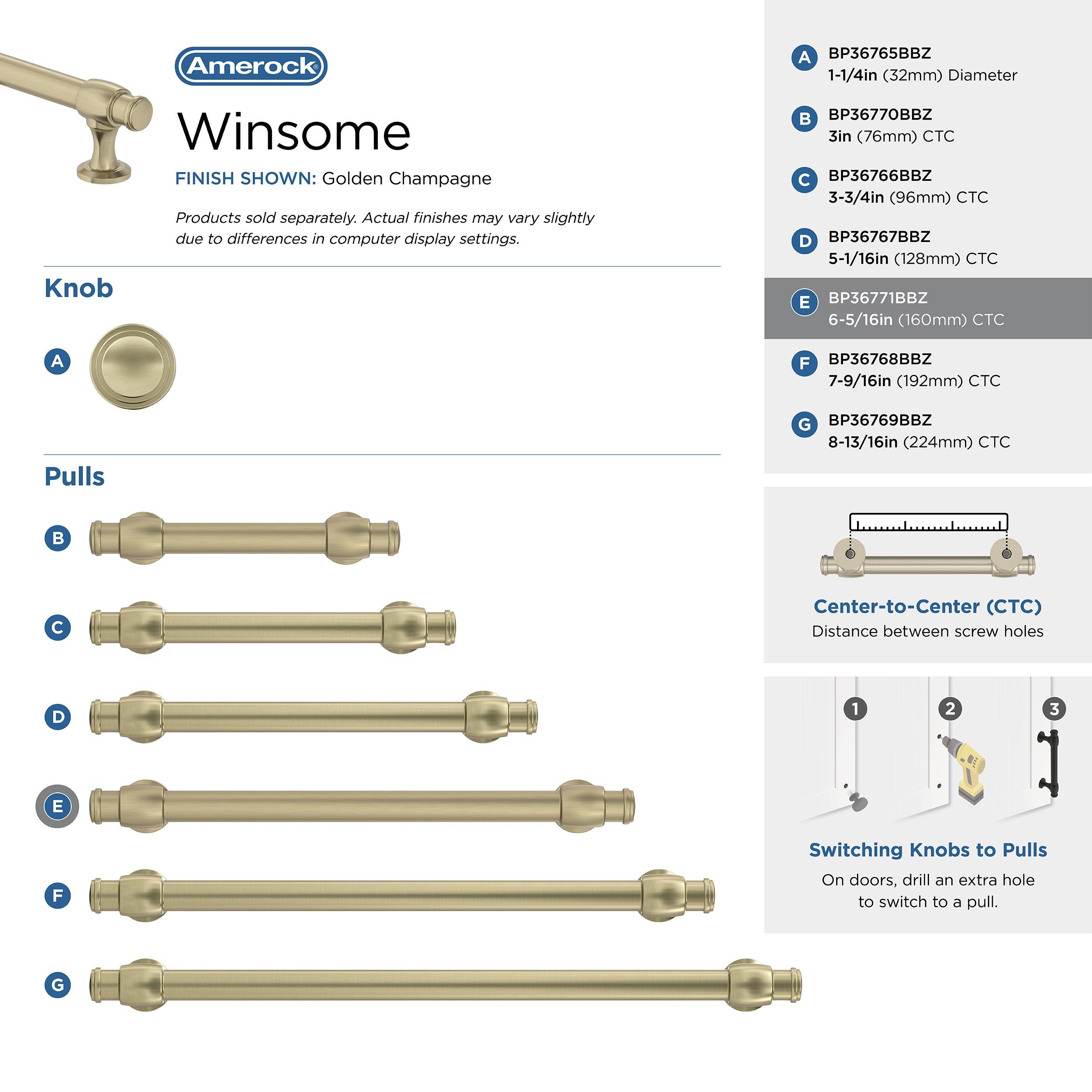 Winsome 6-5/16 in (160 mm) Center-to-Center Cabinet Pull