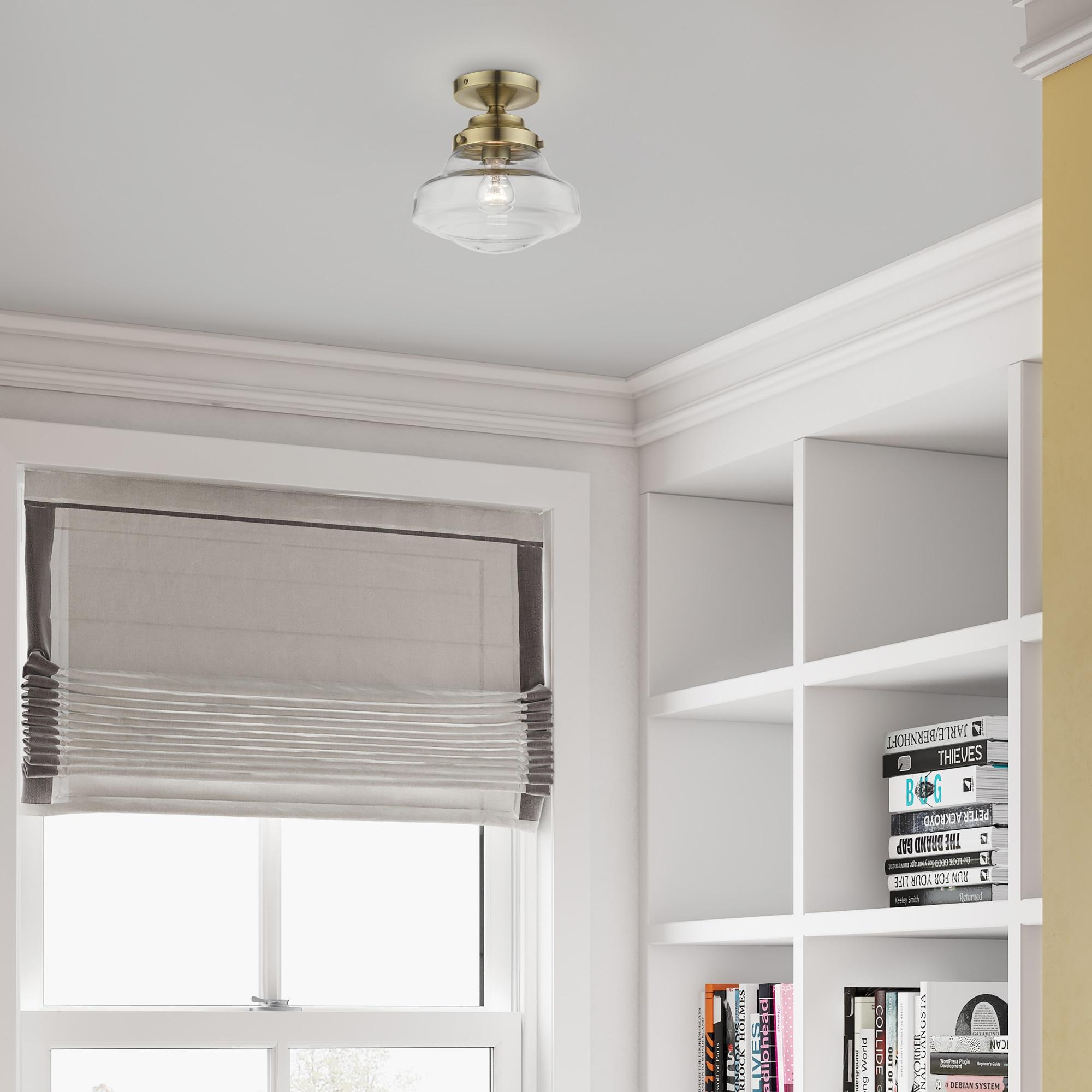 Livex Lighting Avondale 1 - Light Semi-Flush Mount in  Antique Brass